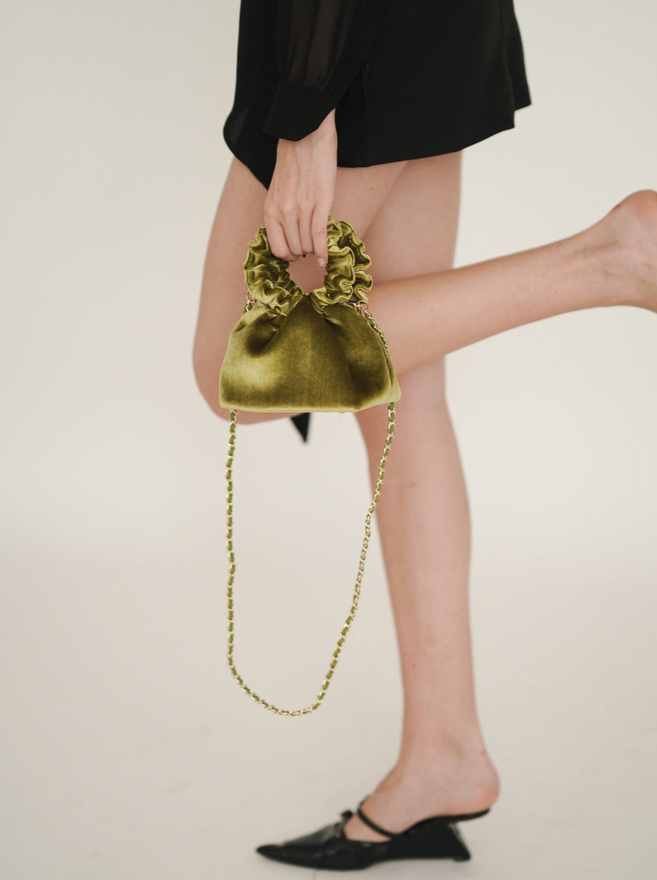 Mini Emerald Velvet Cloud Bag (Final Sale）