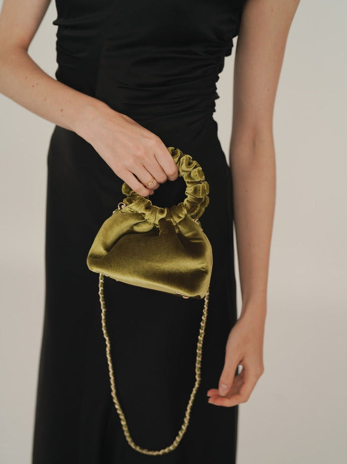 Mini Emerald Velvet Cloud Bag (Final Sale）