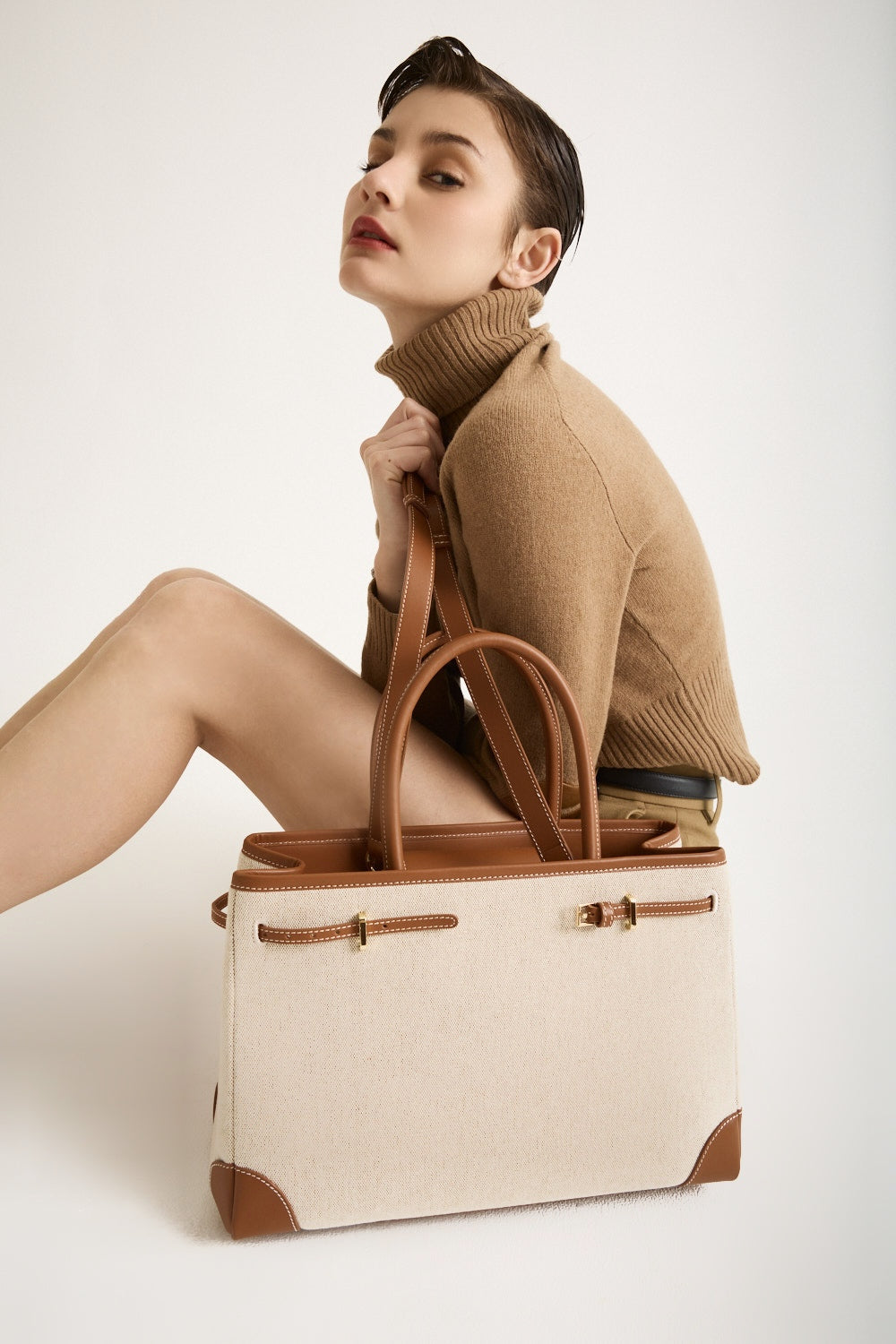 Caramel Canvas Book Tote Bag 33 (Final Sale)