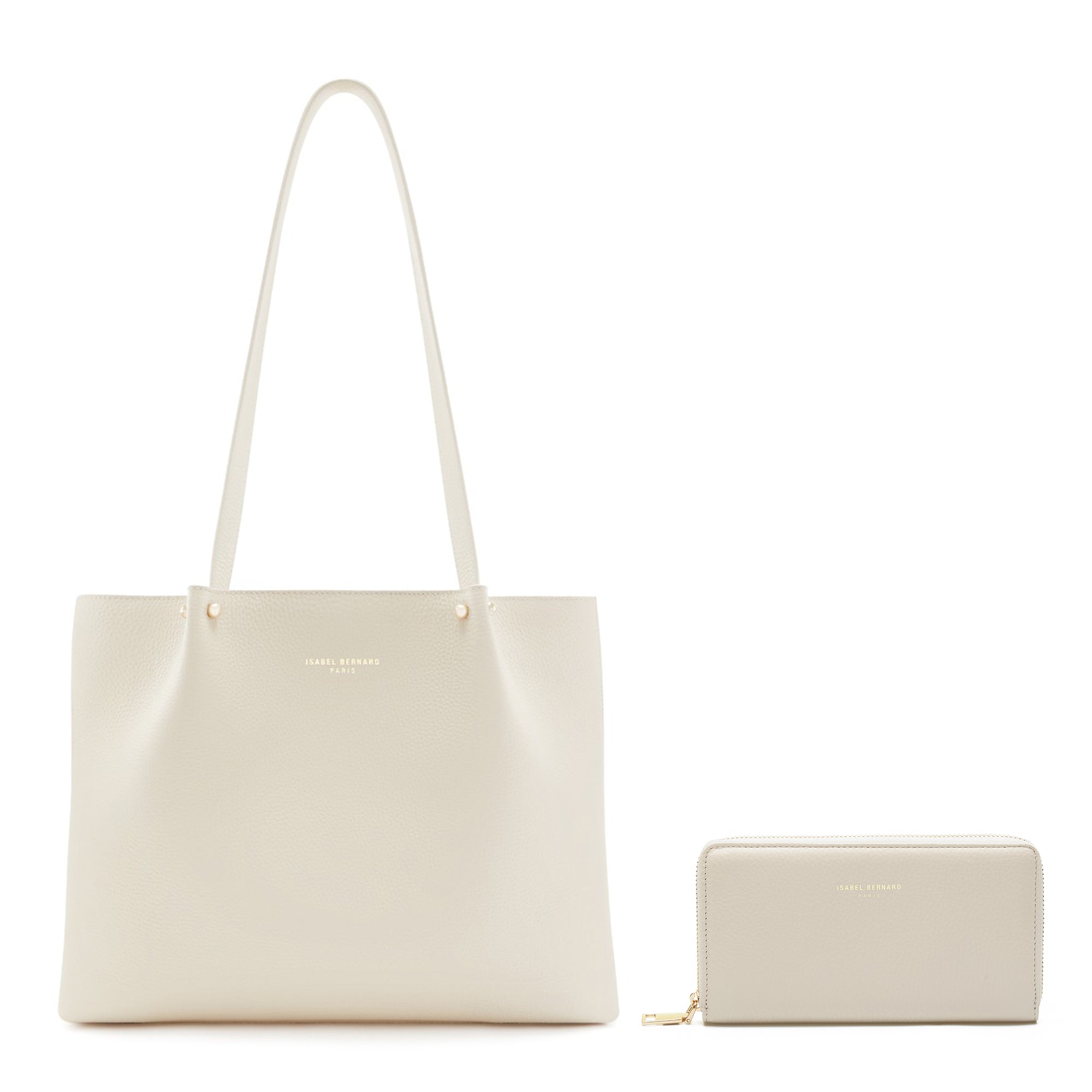 Cadeau d'Isabel cream calfskin leather shopper and wallet set