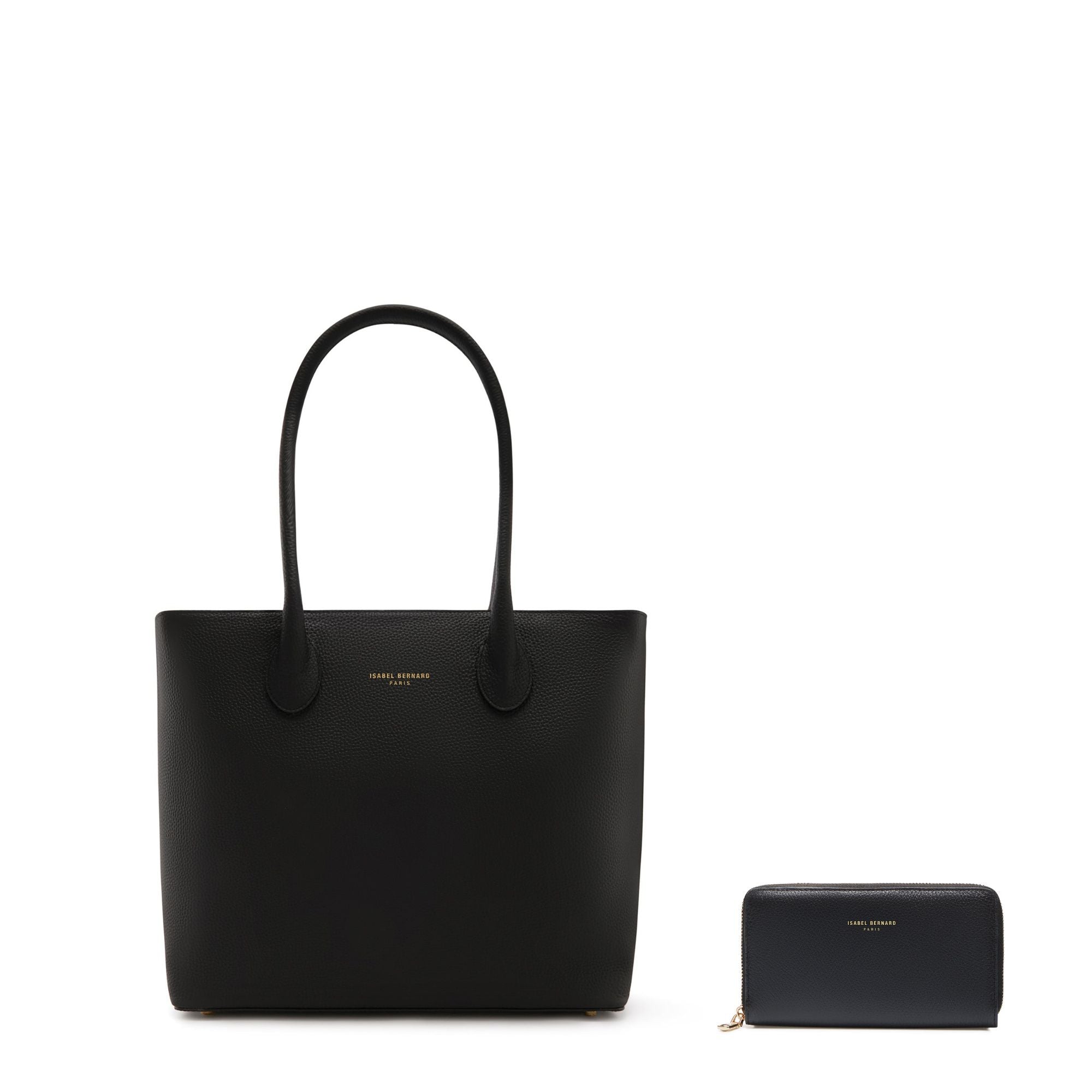Cadeau d'Isabel black calfskin leather shopper and wallet set