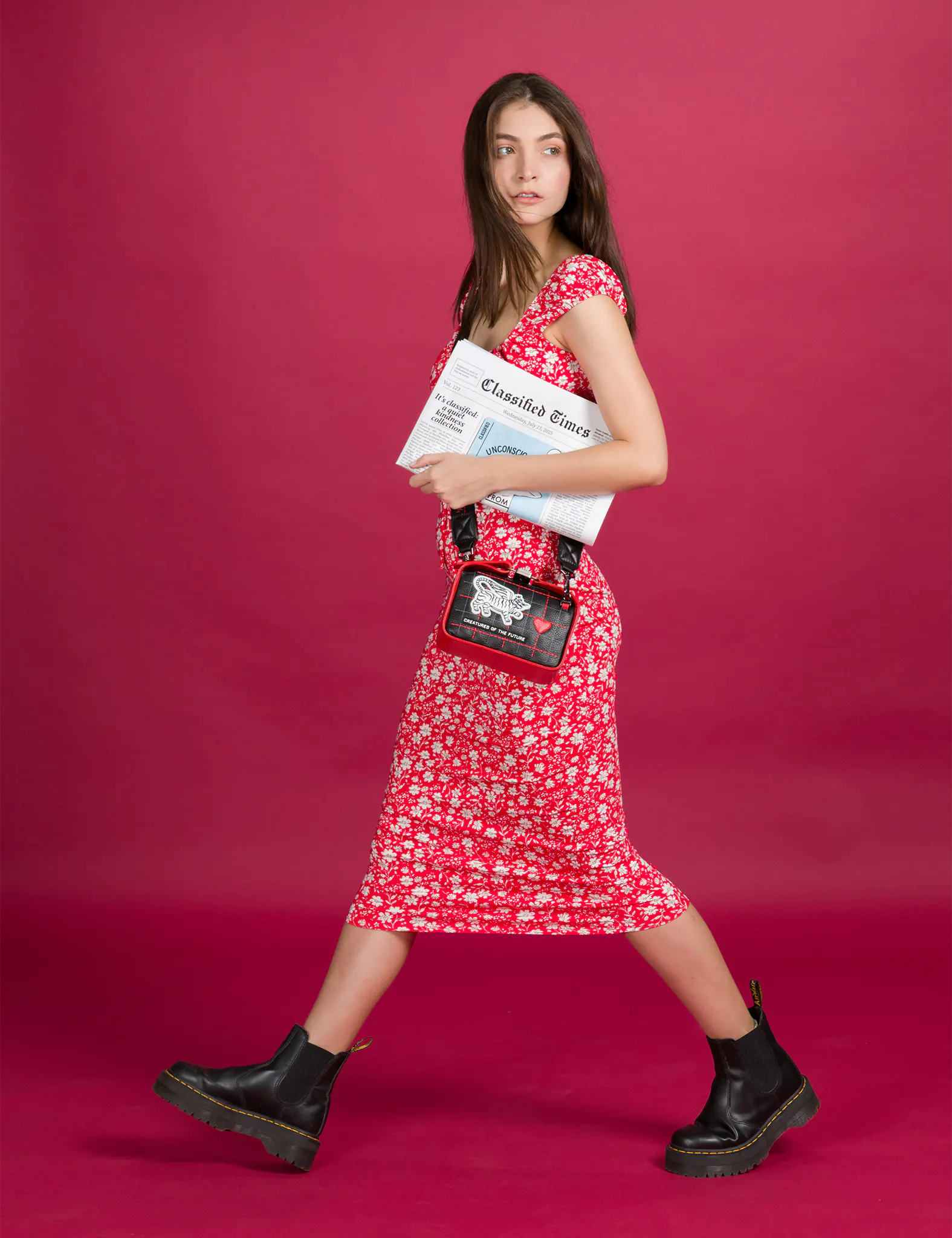 Benji Micro Crossbody Poppy Red Leather Bag - Lovestitch Design