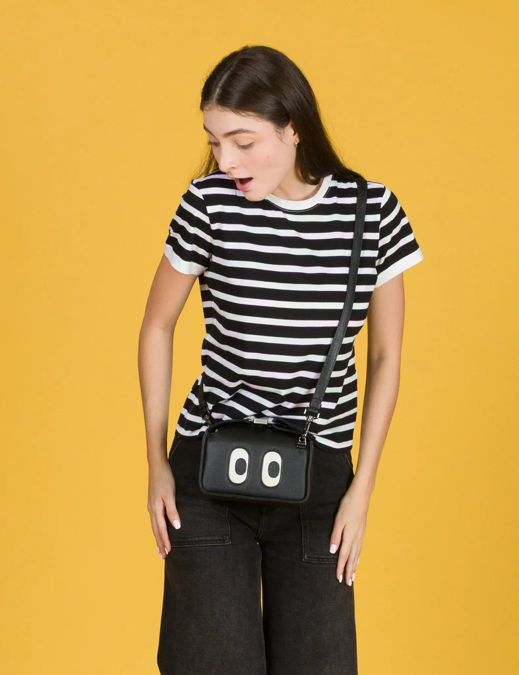 Benji Micro Crossbody Black Leather Bag - Look Up 👀