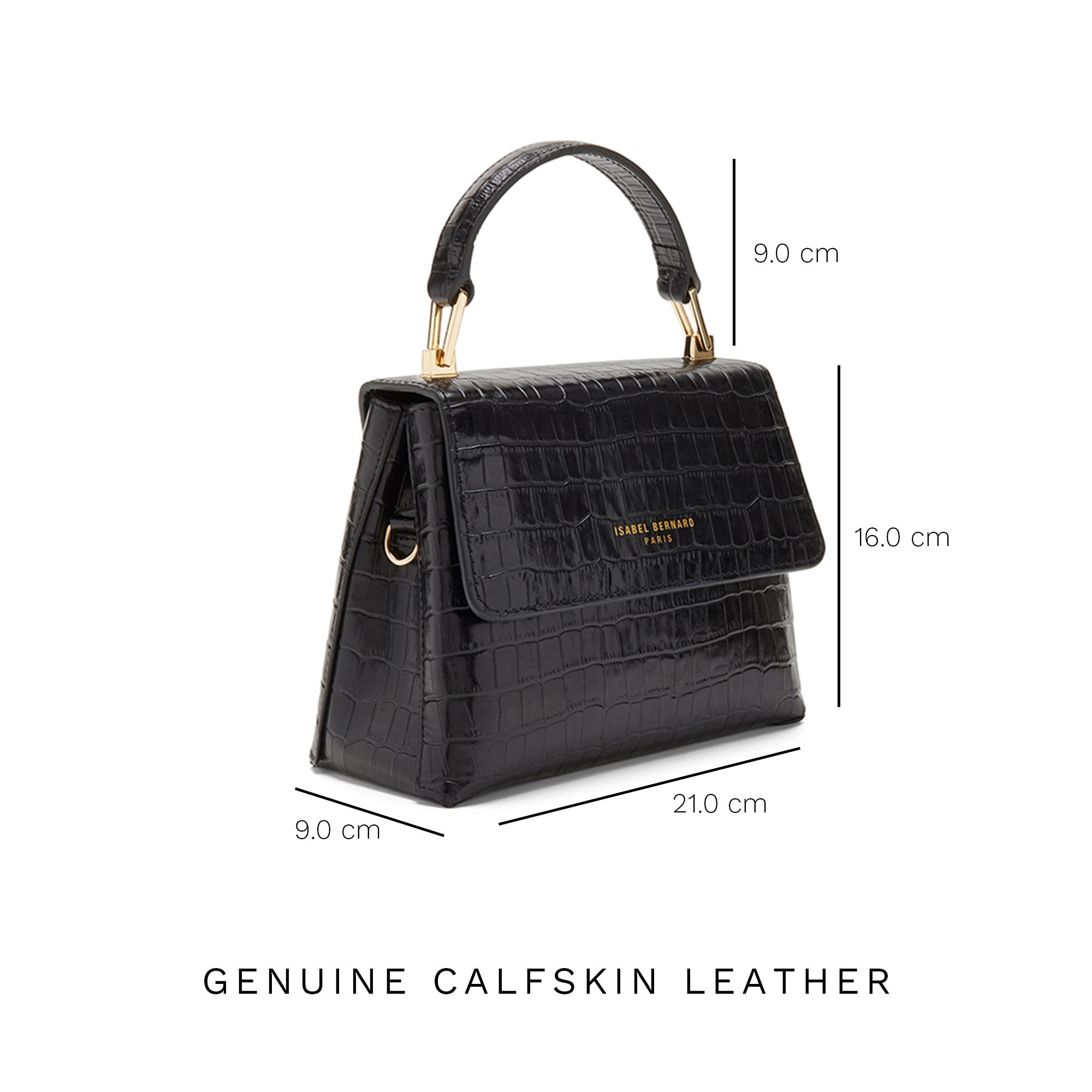 Cadeau d'Isabel croco black calfskin leather handbag and wallet set