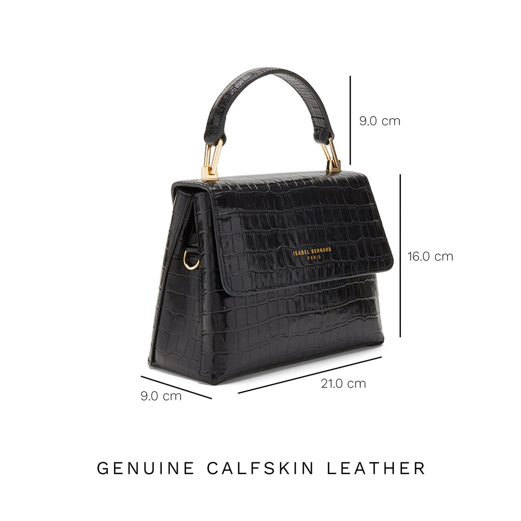 Cadeau d'Isabel croco black calfskin leather handbag and wallet set