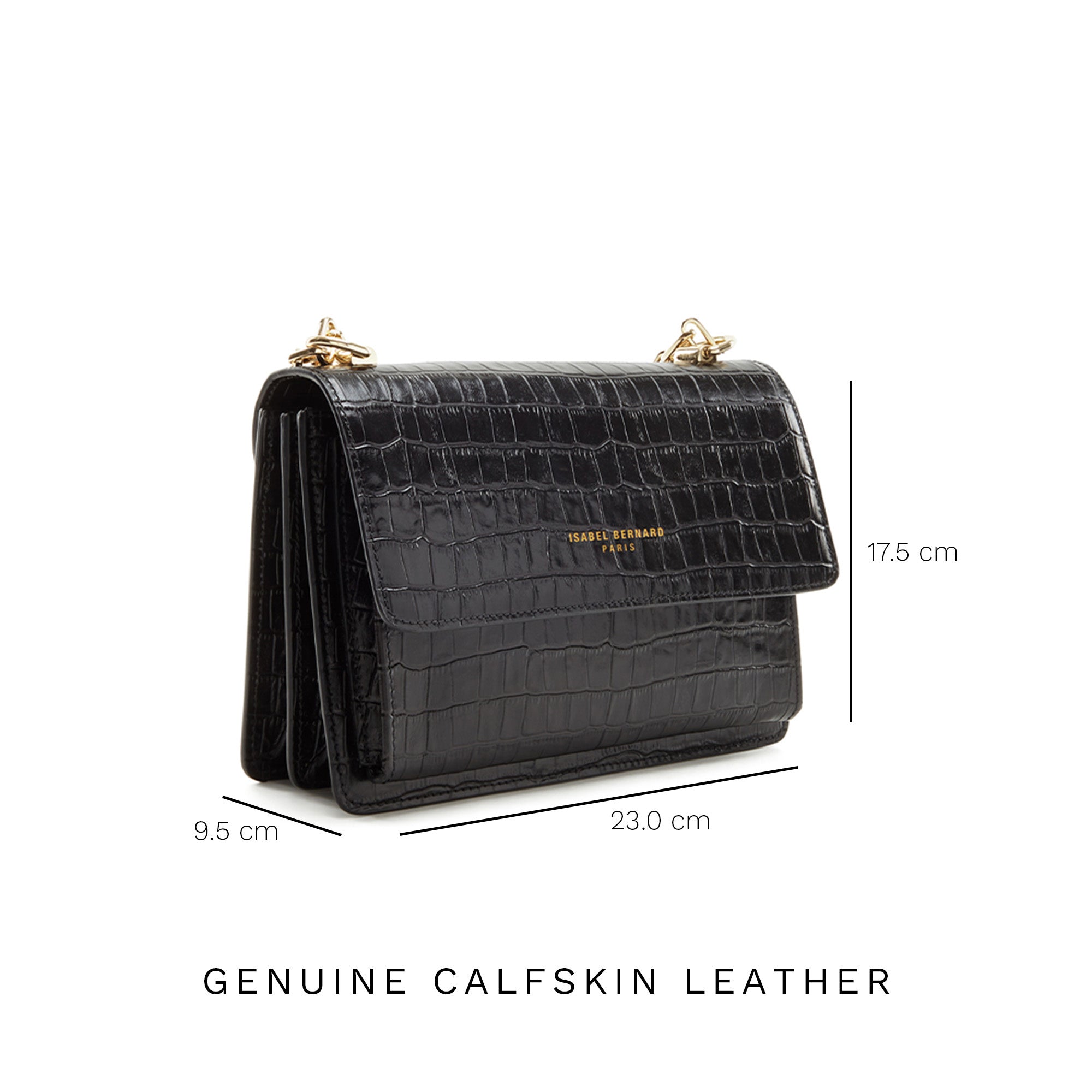 Femme Forte Valerie croco black calfskin leather shoulder bag