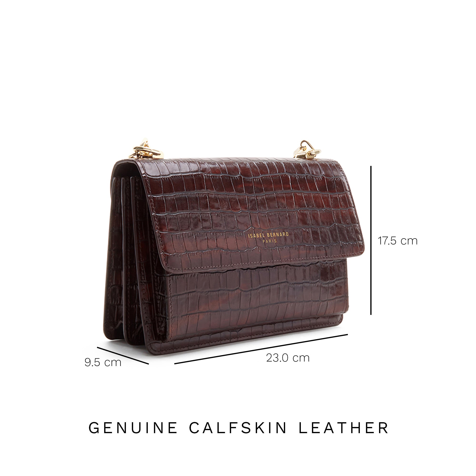 Femme Forte Valerie croco brown calfskin leather shoulder bag