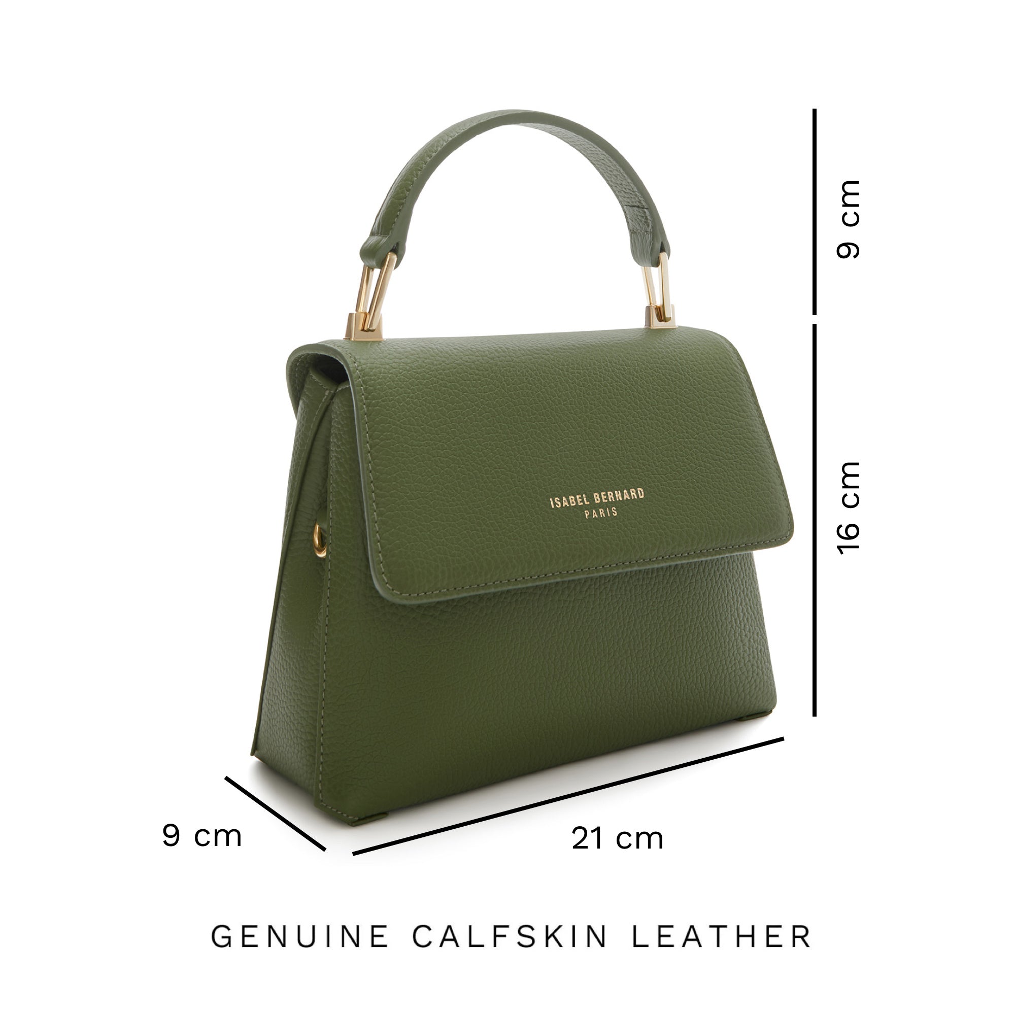 Femme Forte Heline green calfskin leather handbag
