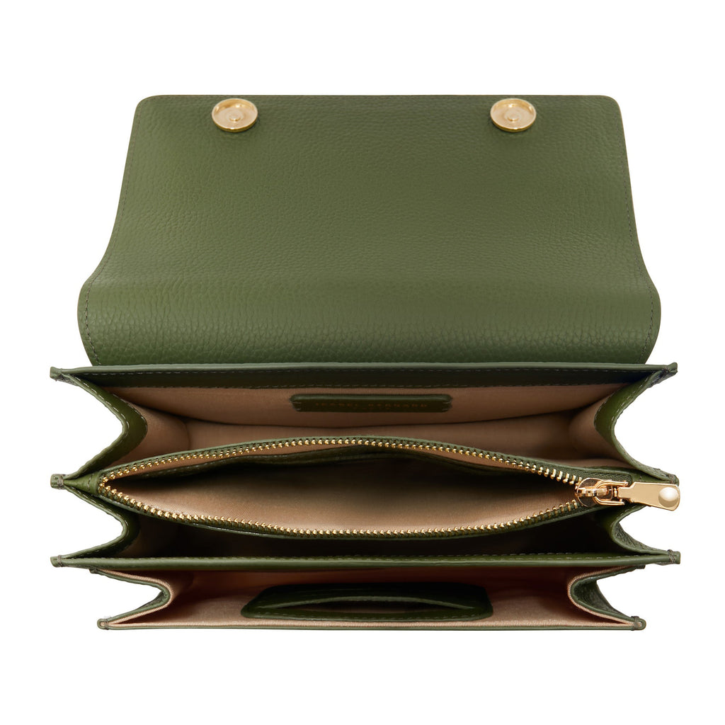 Femme Forte Valerie green calfskin leather shoulder bag