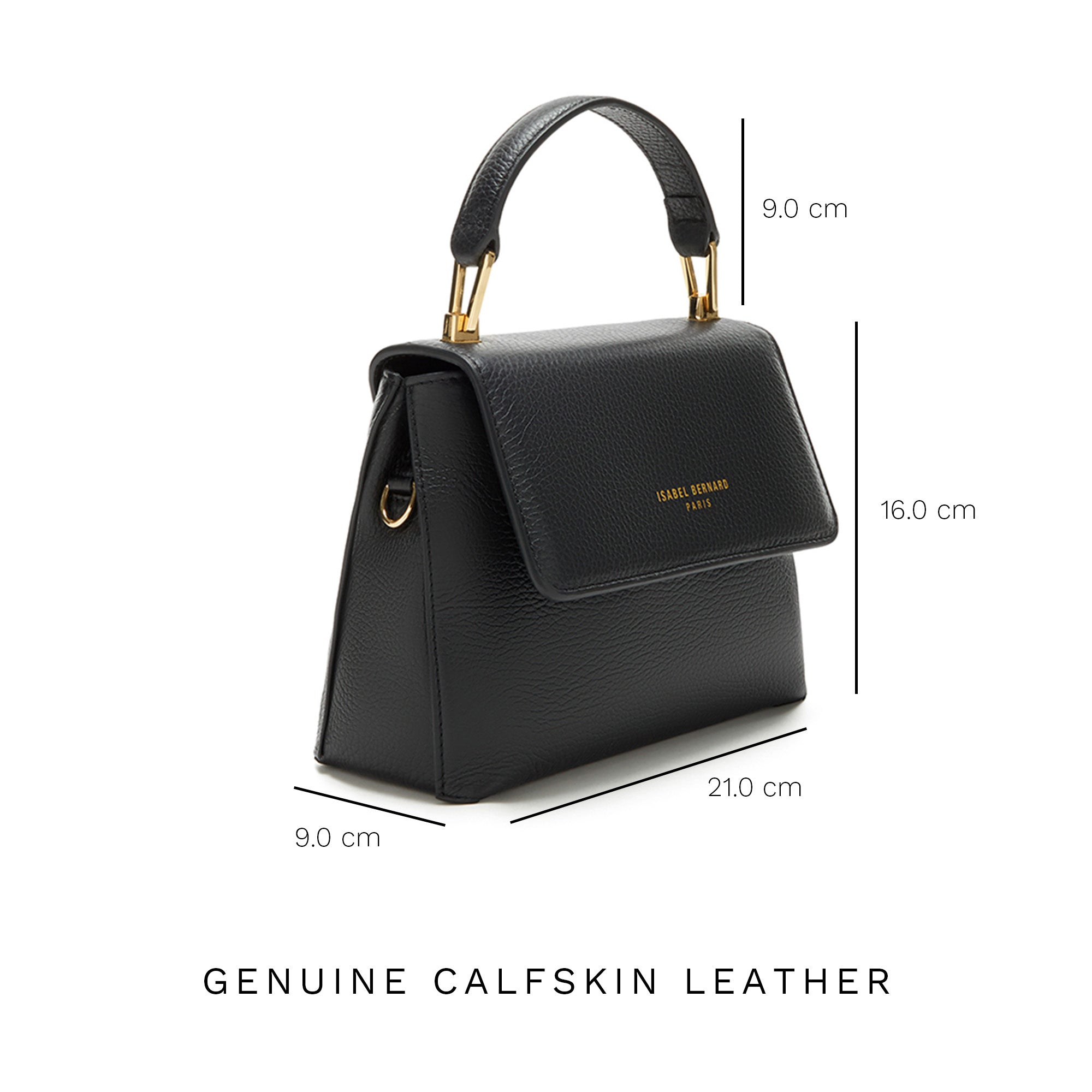 Cadeau d'Isabel black calfskin leather handbag and wallet set