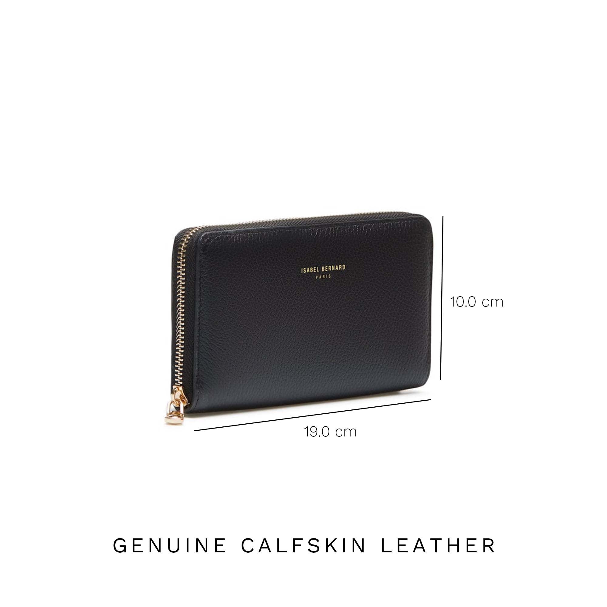 Cadeau d'Isabel black calfskin leather handbag and wallet set