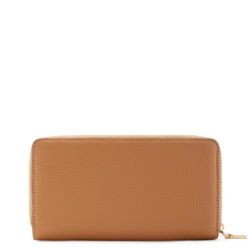 Cadeau d'Isabel camel calfskin leather handbag and wallet set