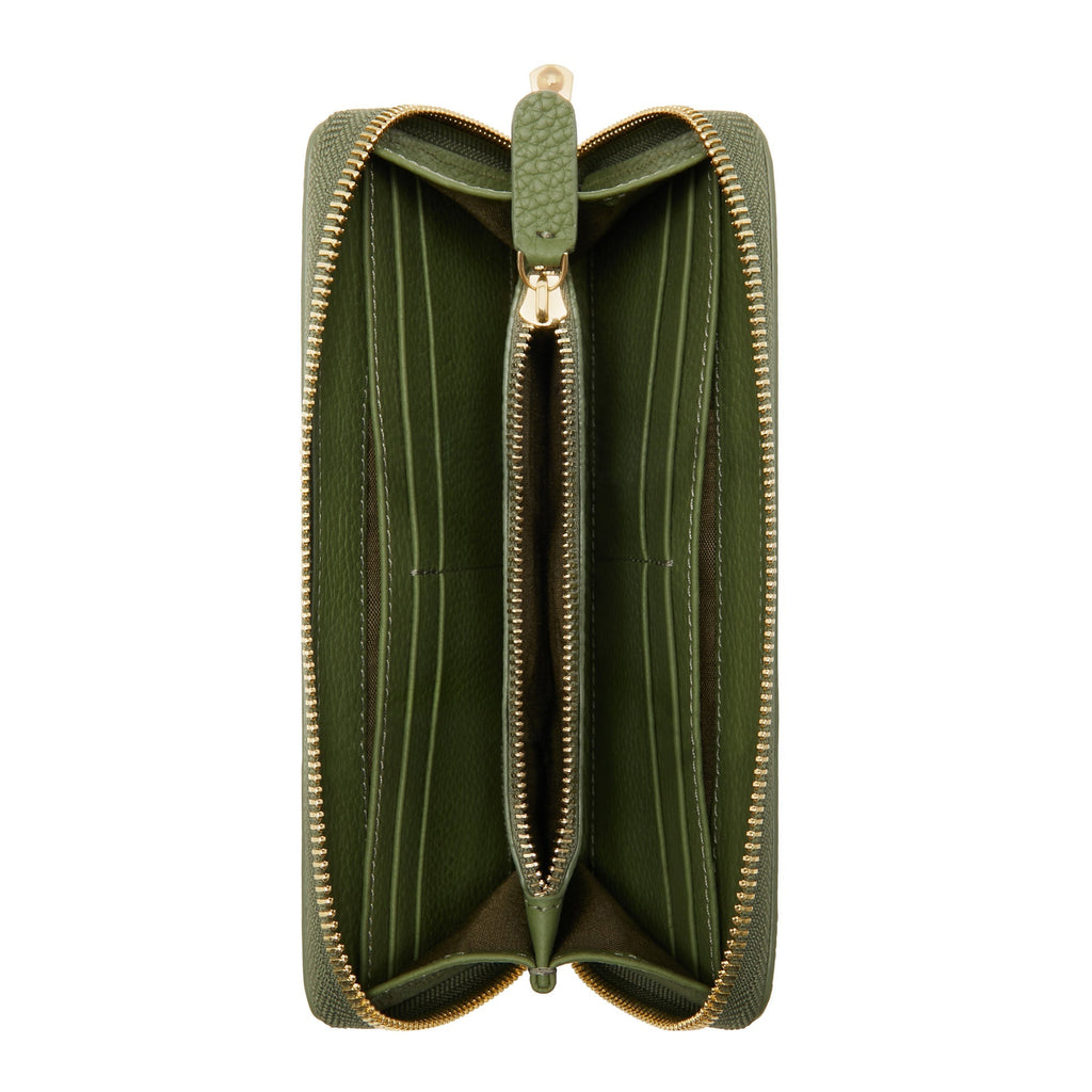 Cadeau d'Isabel green calfskin leather handbag and wallet set