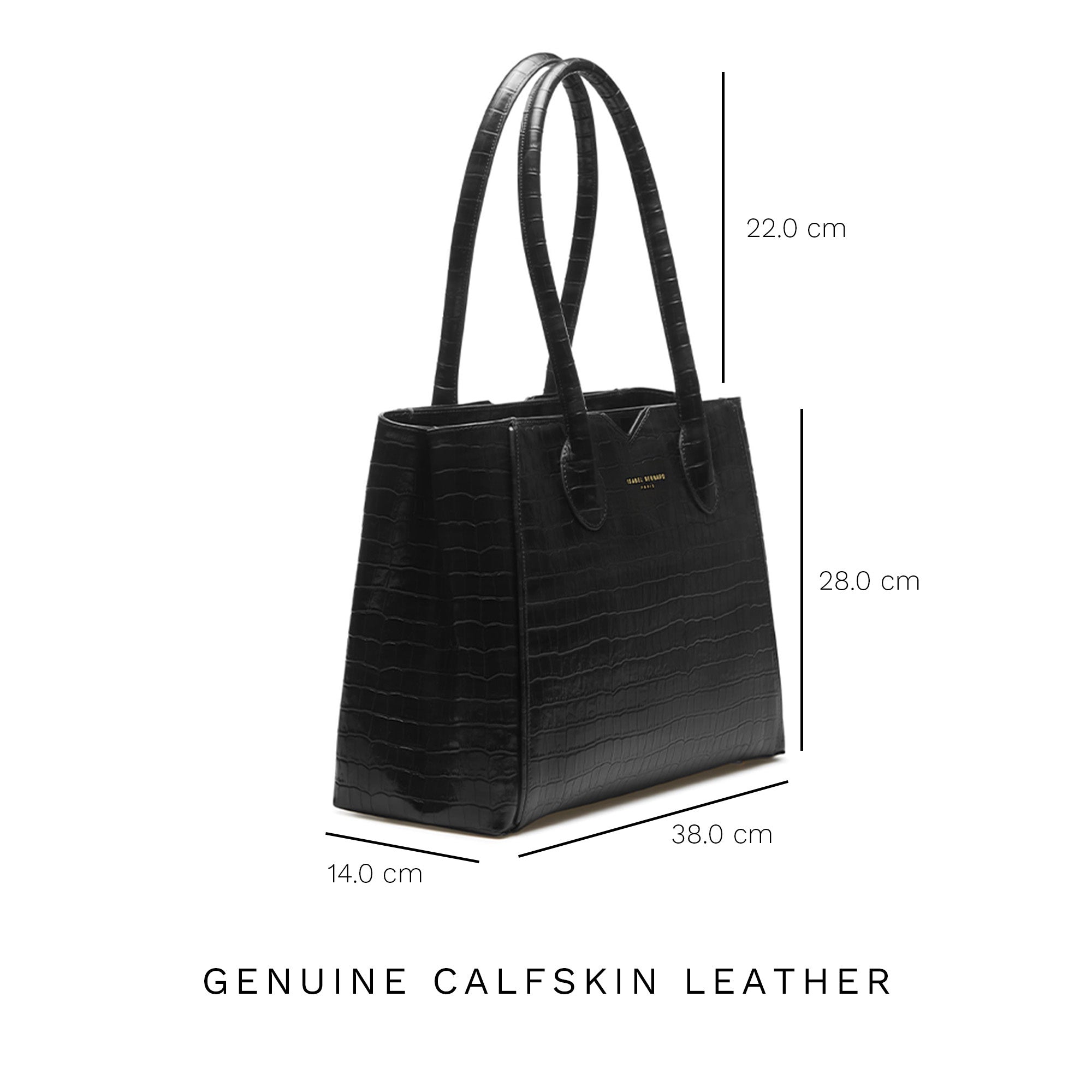 Honoré Cloe croco black calfskin leather handbag