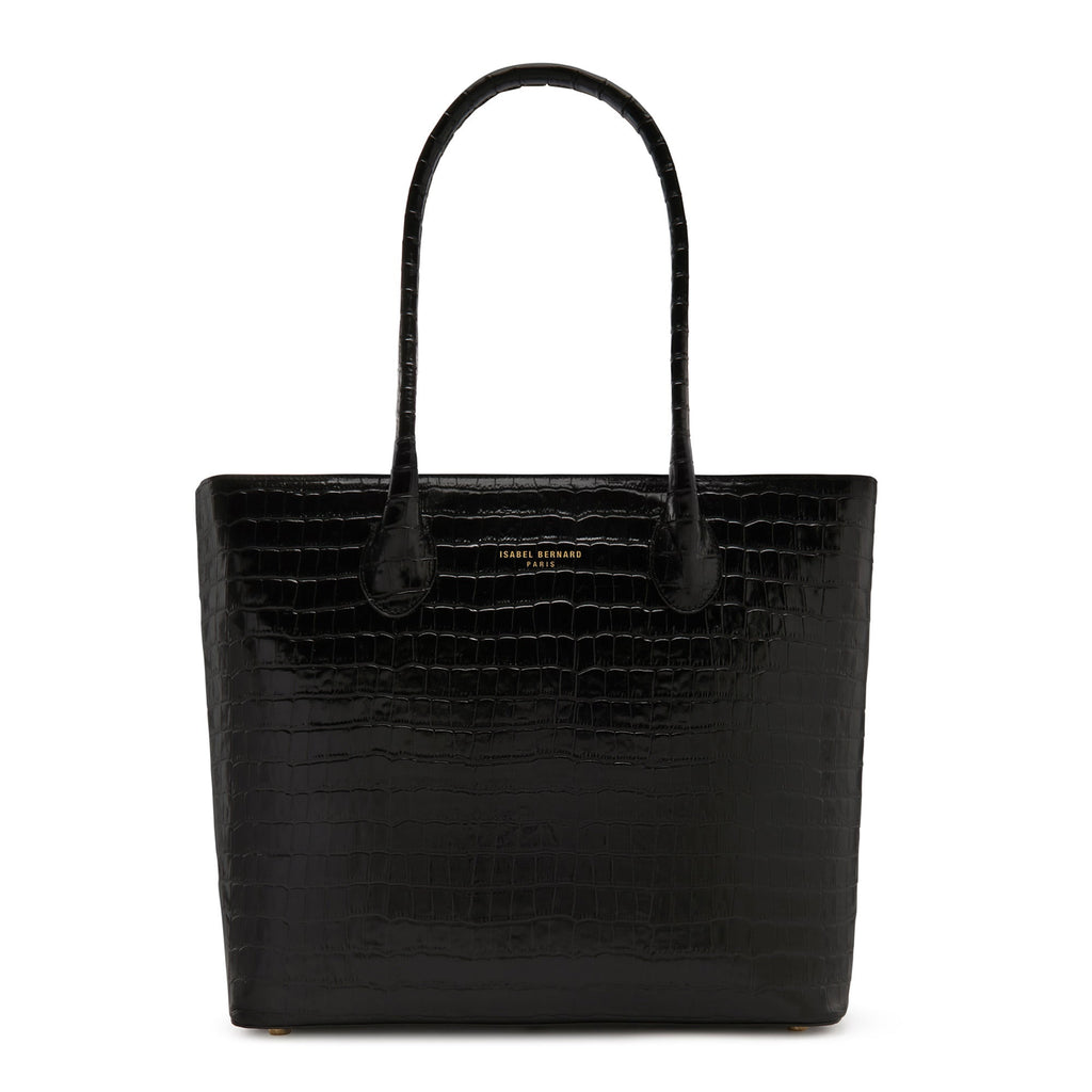 Cadeau d'Isabel croco black calfskin leather shopper and wallet set
