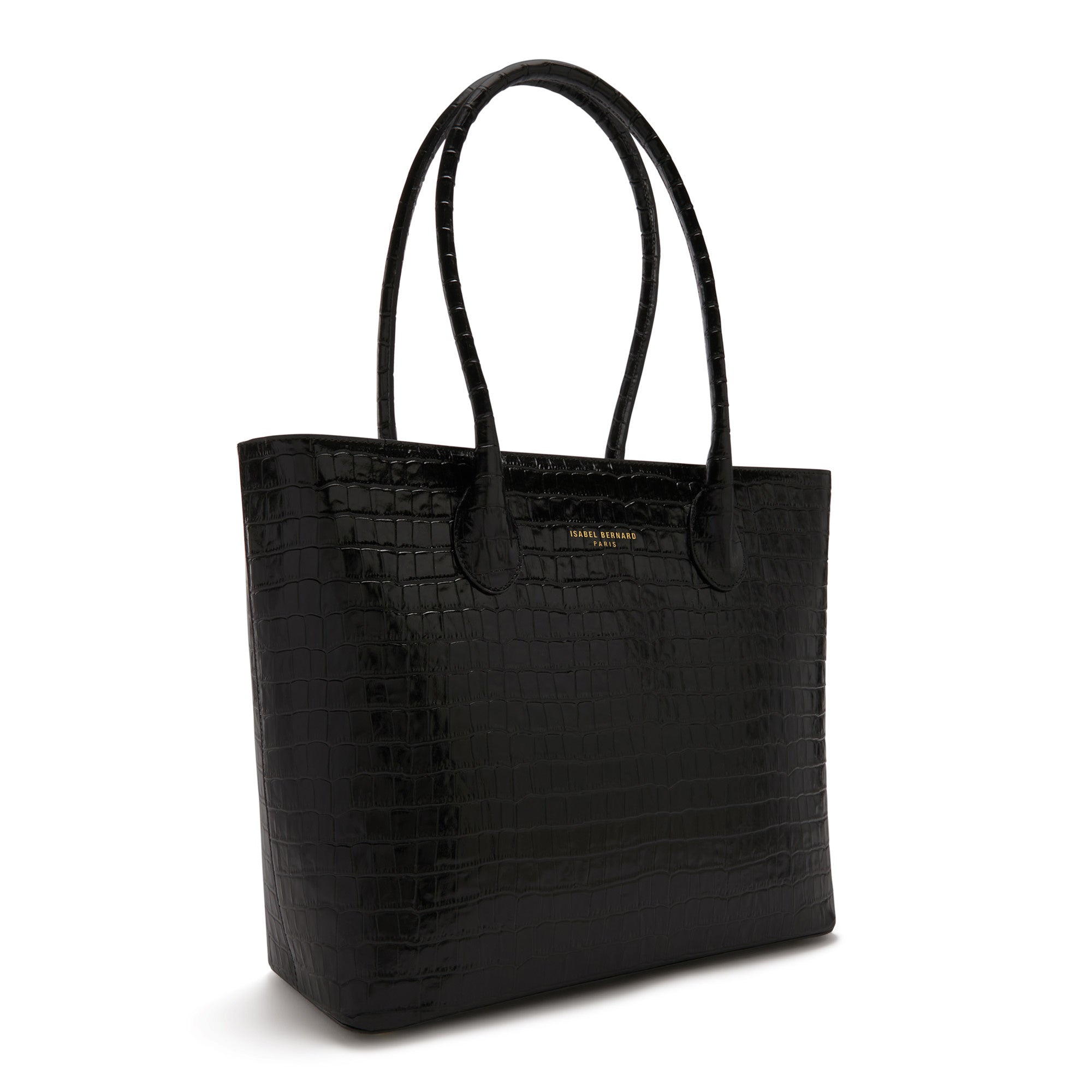Cadeau d'Isabel croco black calfskin leather shopper and wallet set