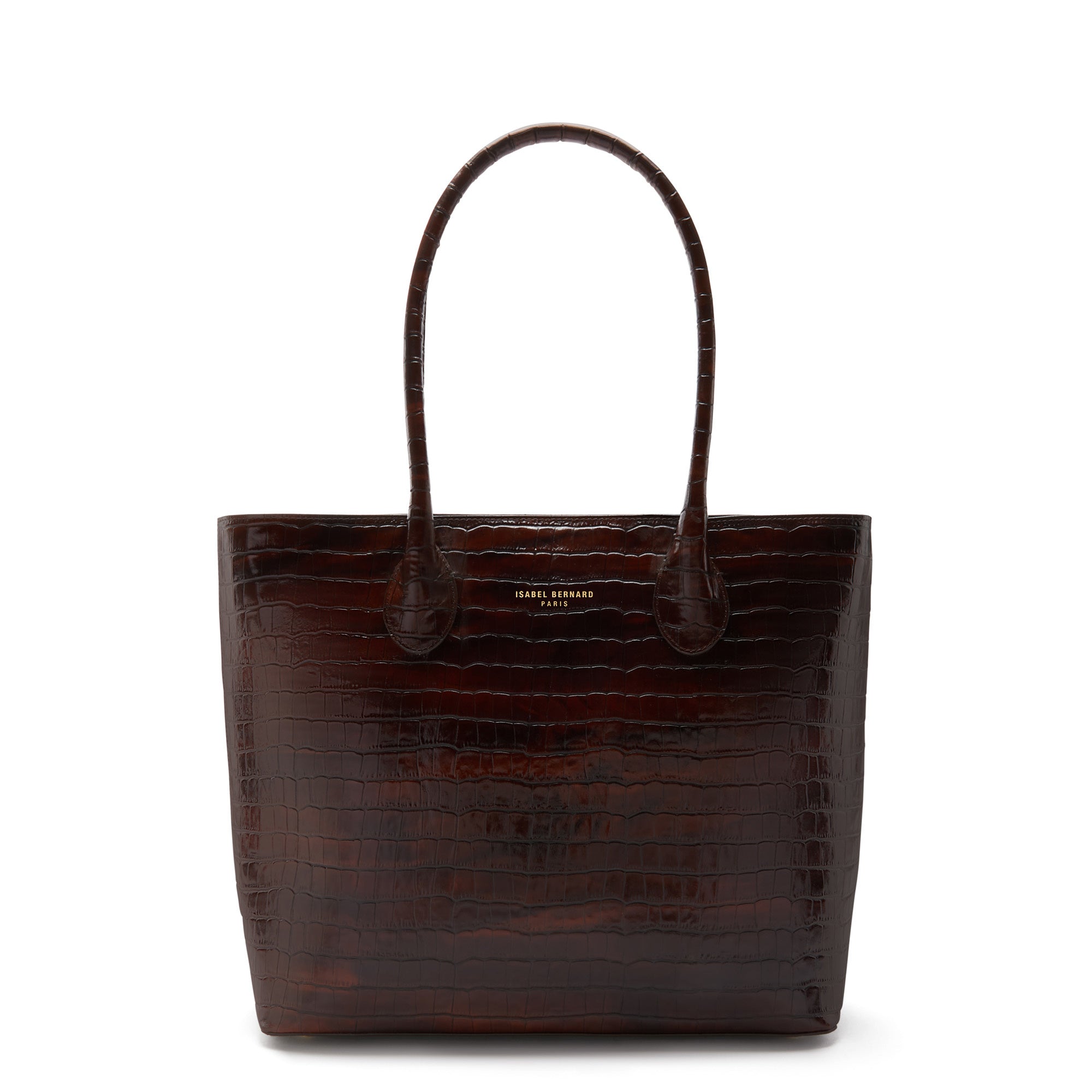 Cadeau d'Isabel croco brown calfskin leather shopper and wallet set