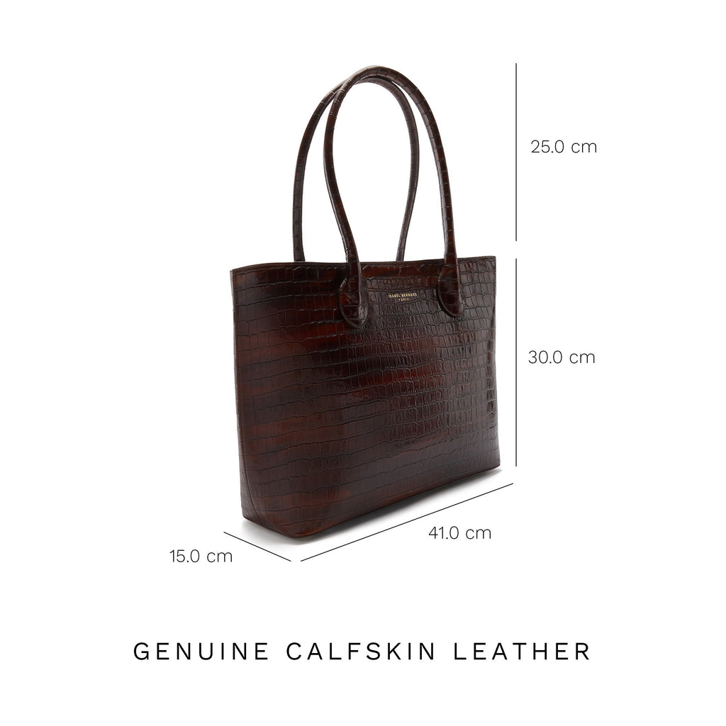 Cadeau d'Isabel croco brown calfskin leather shopper and wallet set