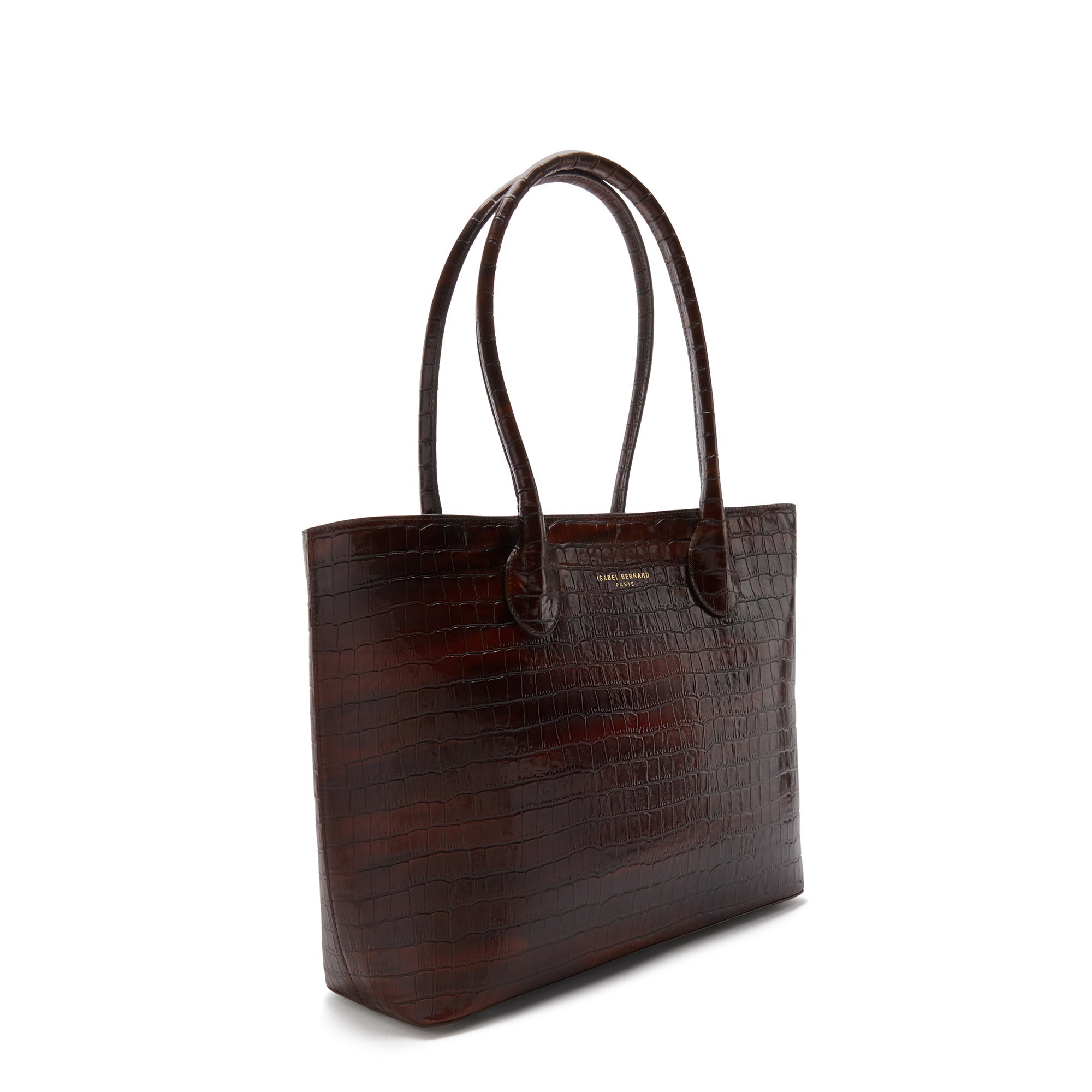 Cadeau d'Isabel croco brown calfskin leather shopper and wallet set