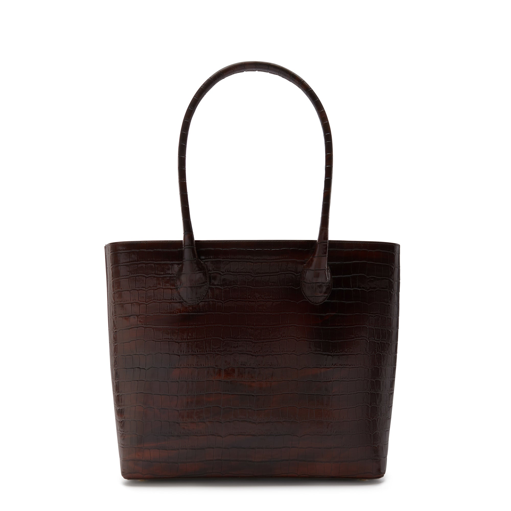 Cadeau d'Isabel croco brown calfskin leather shopper and wallet set