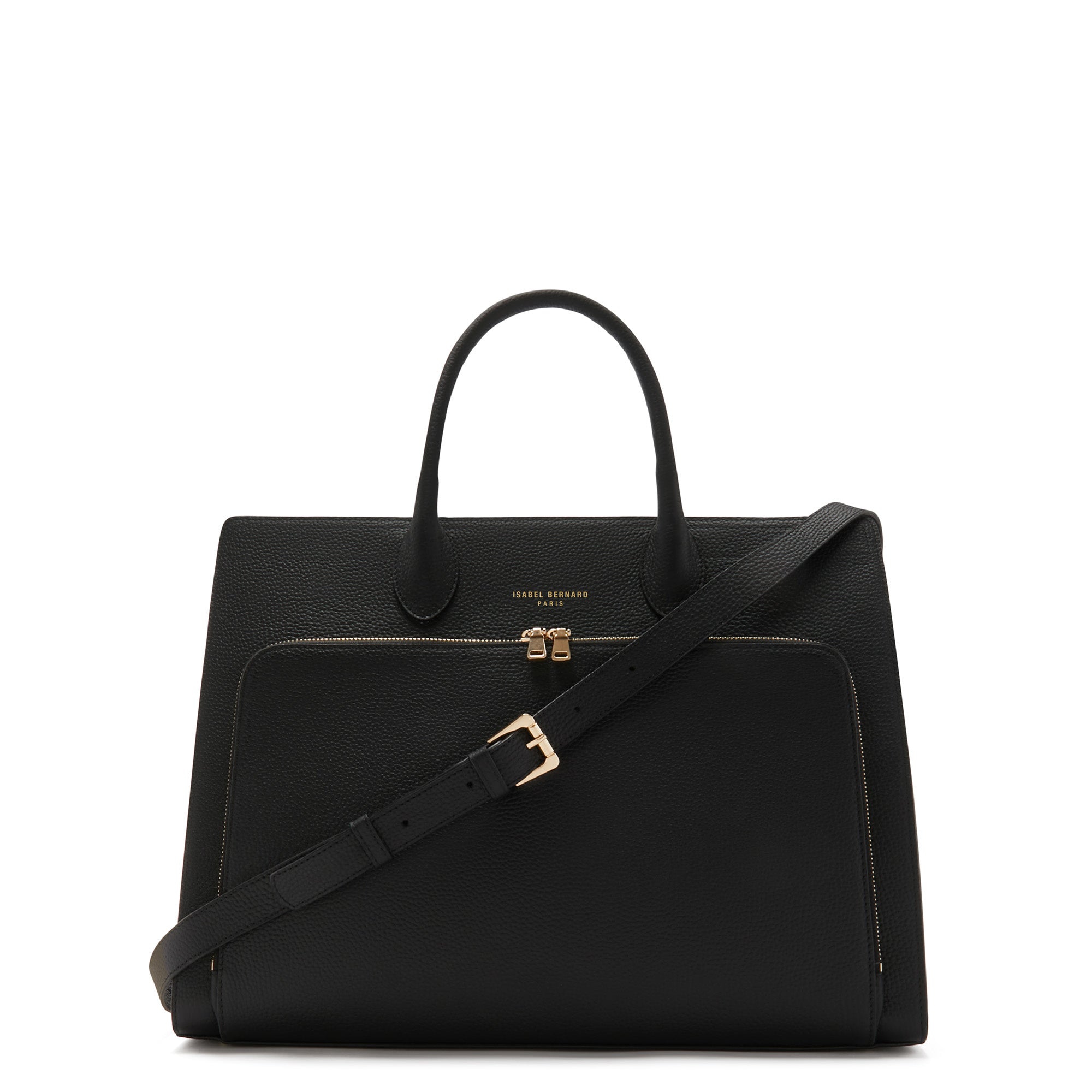Honoré Nadine black calfskin leather handbag with 16.4 inch laptop pocket