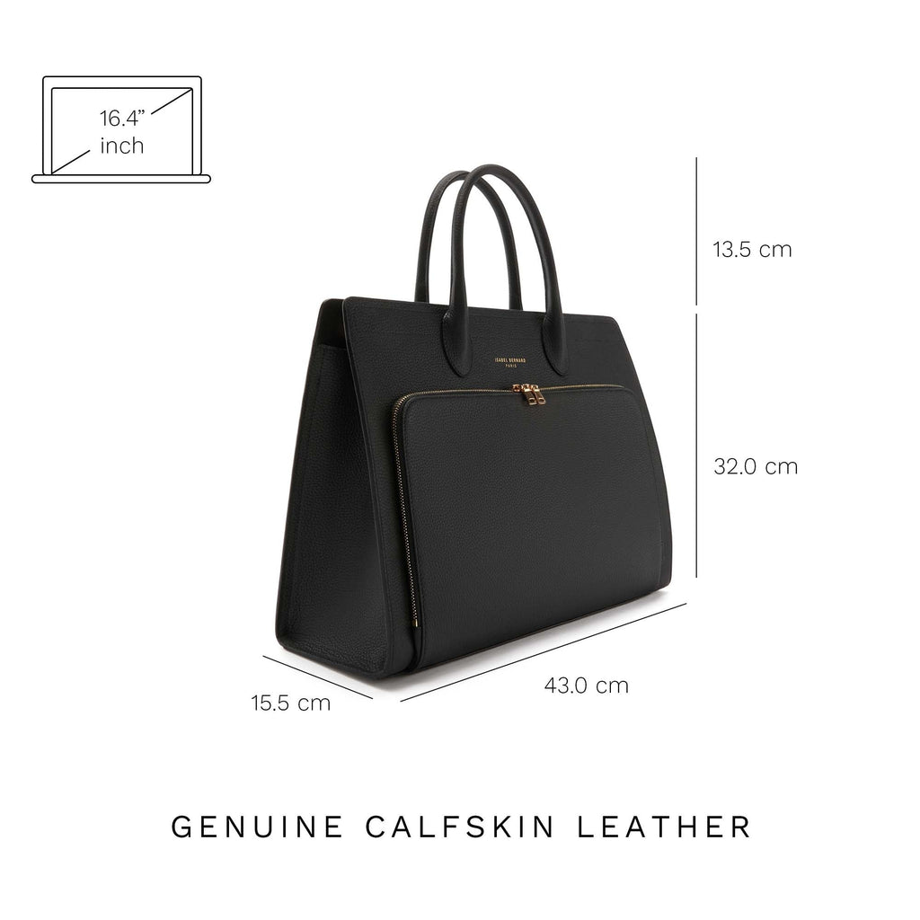 Cadeau d'Isabel black calfskin leather handbag and wallet set