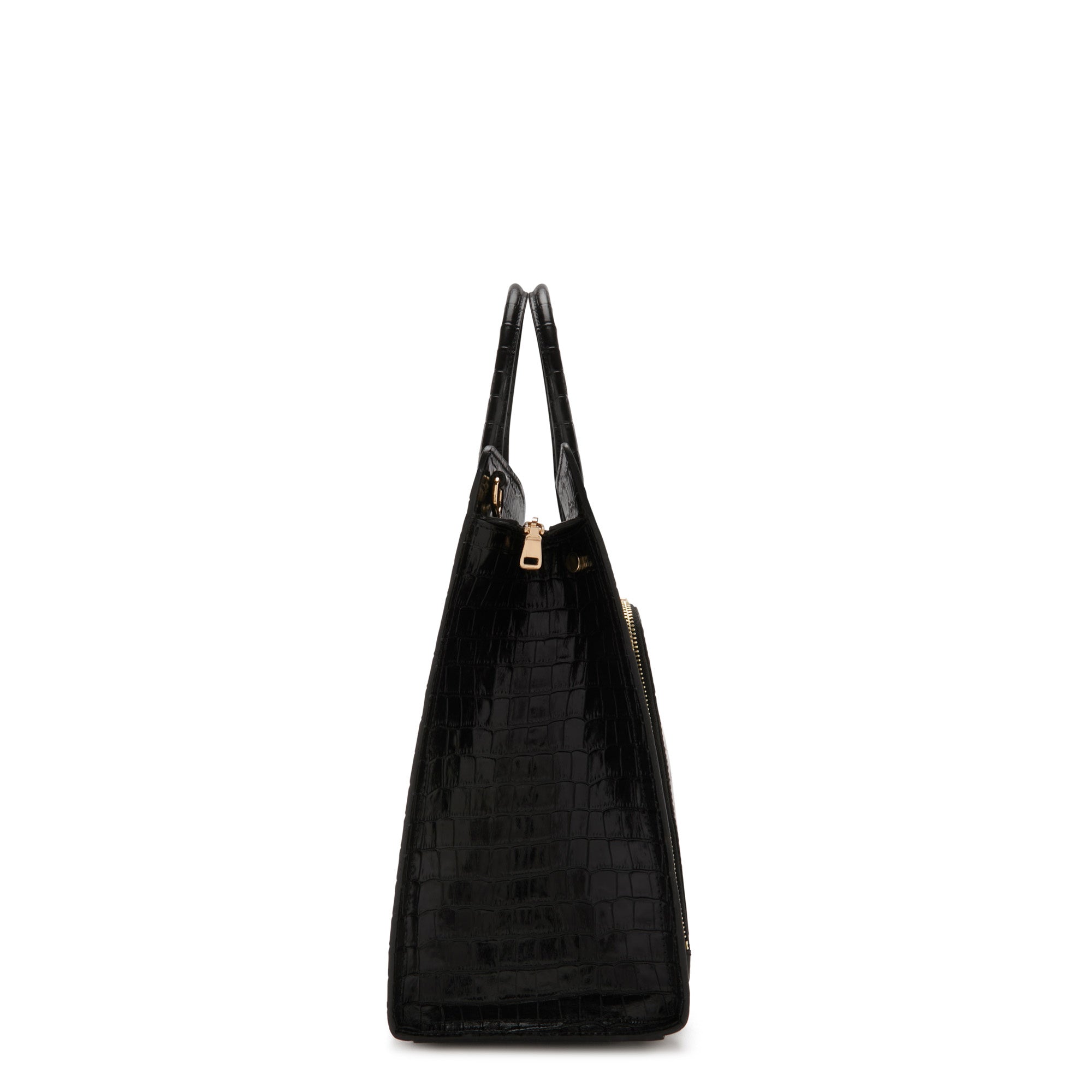 Cadeau d'Isabel croco black calfskin leather handbag and wallet set