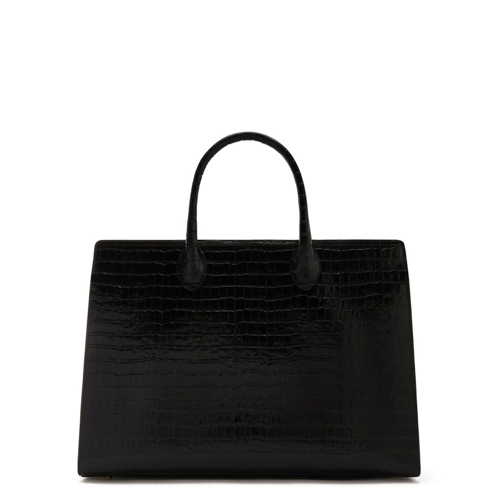 Cadeau d'Isabel croco black calfskin leather handbag and wallet set