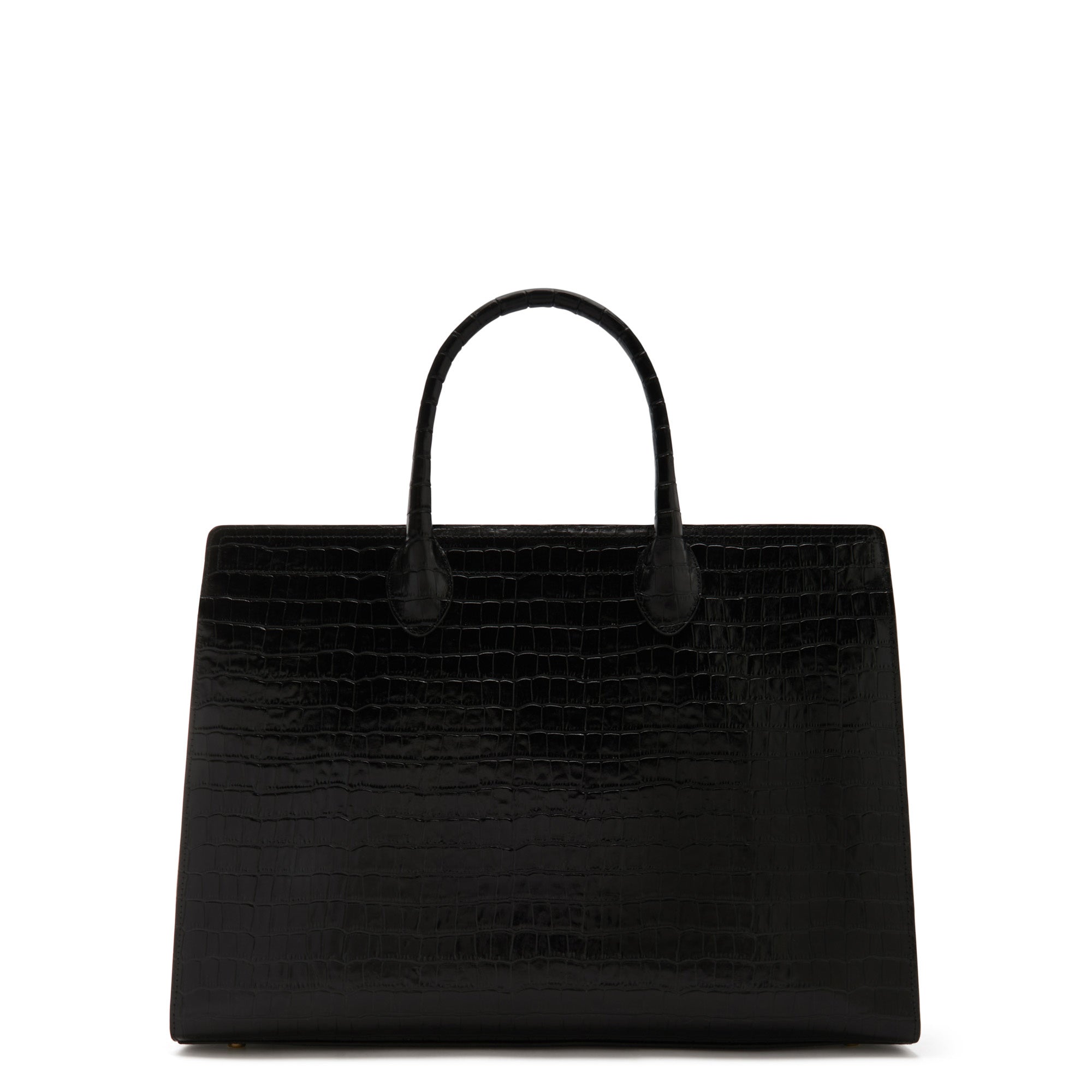 Cadeau d'Isabel croco black calfskin leather handbag and wallet set