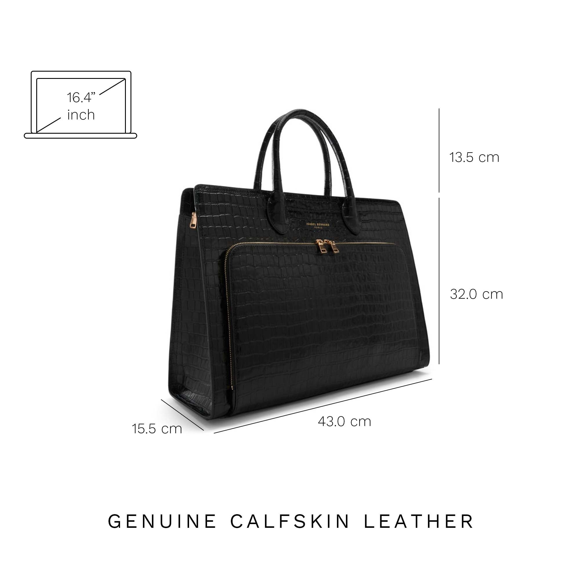 Cadeau d'Isabel croco black calfskin leather handbag and wallet set