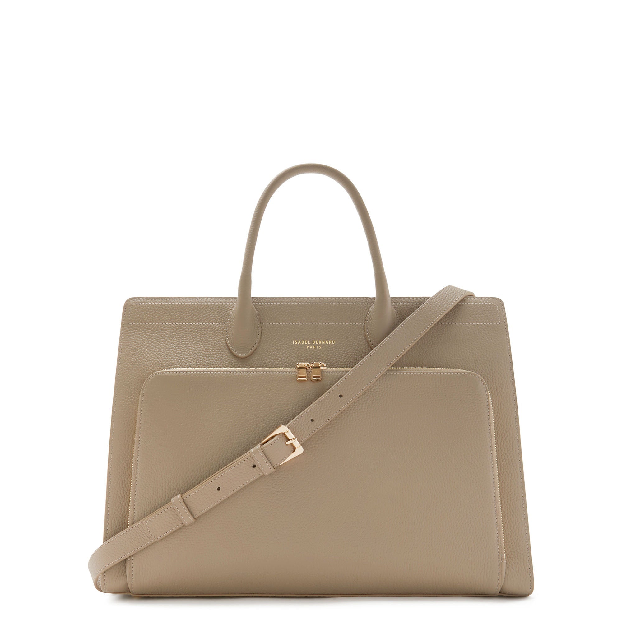 Cadeau d'Isabel taupe calfskin leather handbag and wallet set