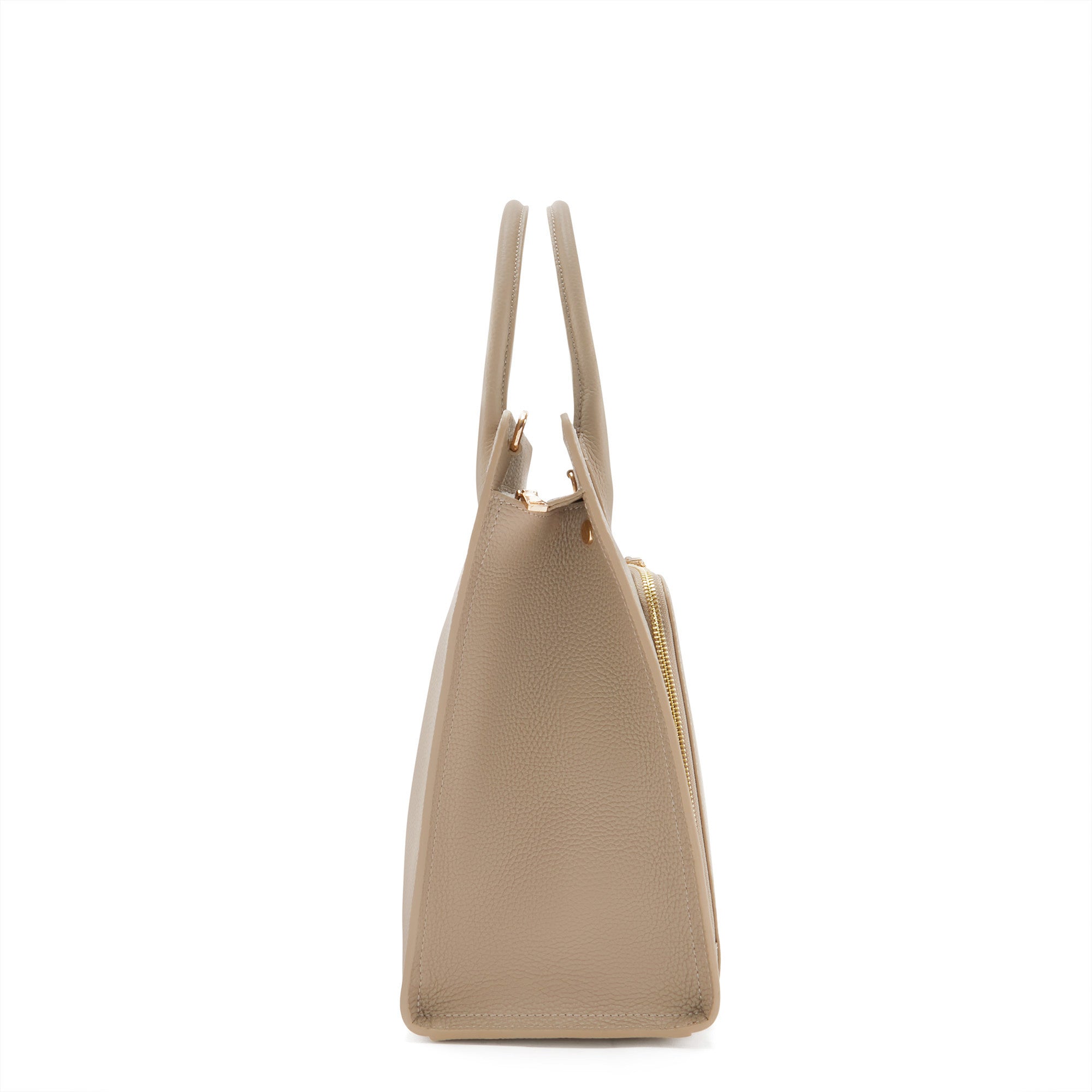 Cadeau d'Isabel taupe calfskin leather handbag and wallet set