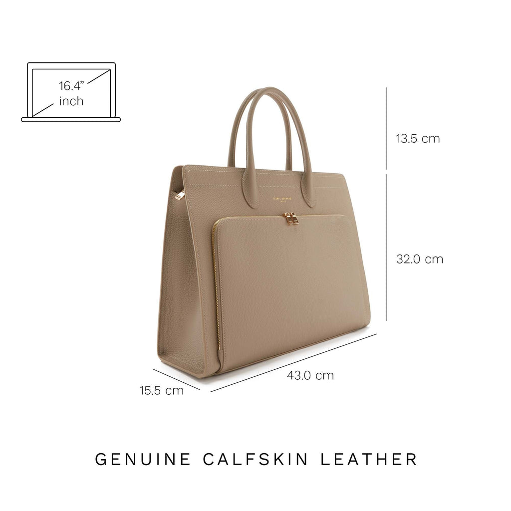 Cadeau d'Isabel taupe calfskin leather handbag and wallet set