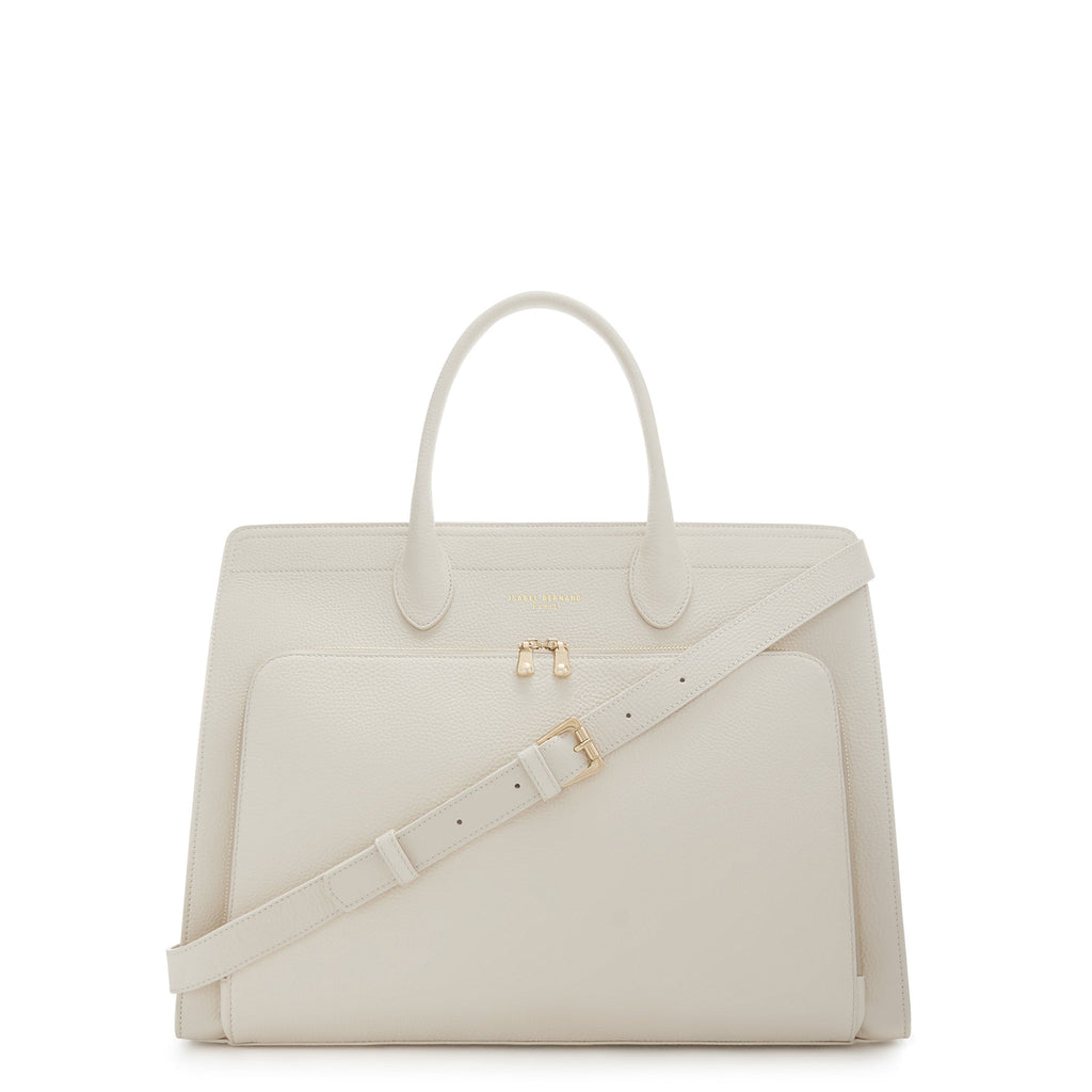 Honoré Nadine cream calfskin leather handbag with 16.4 inch laptop pocket