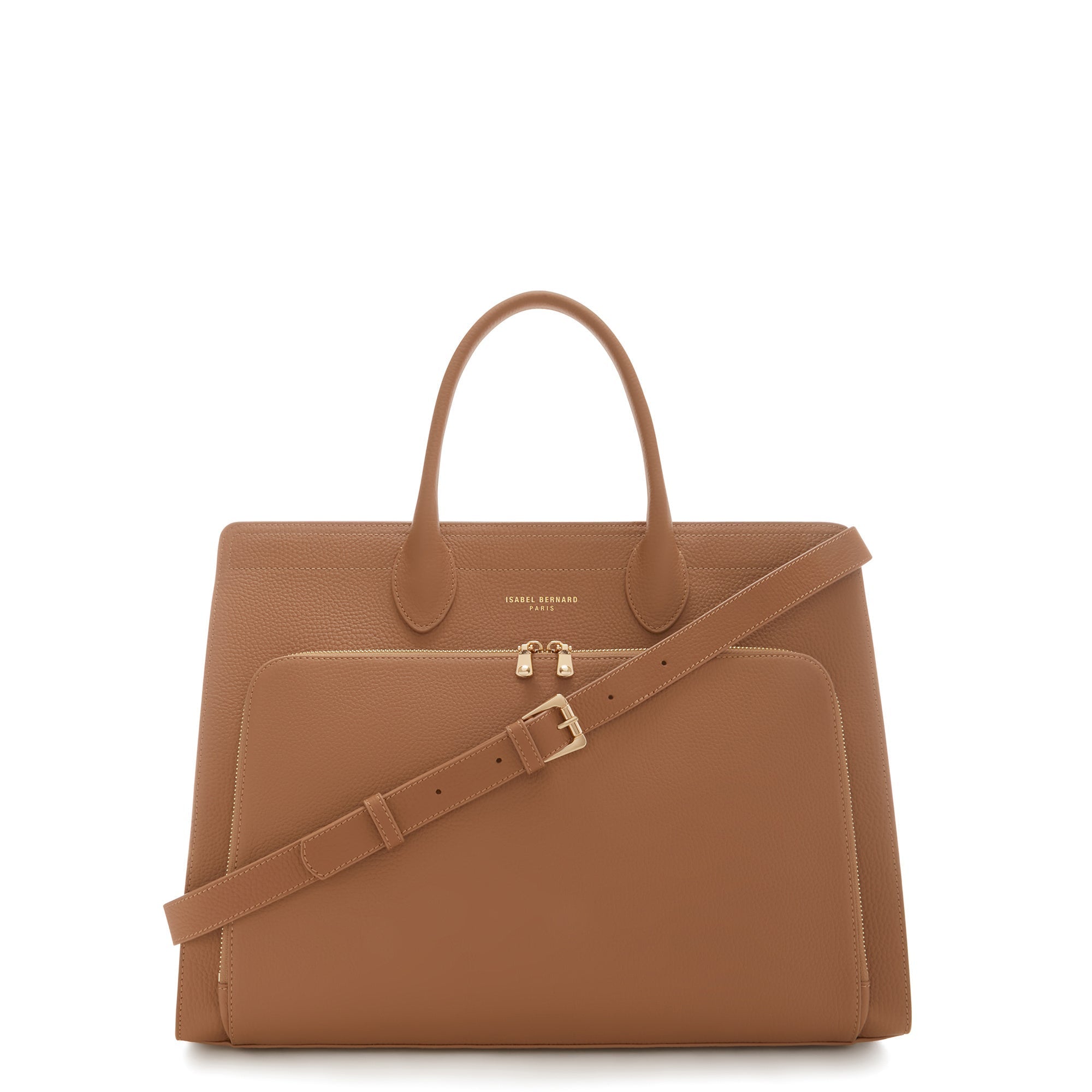 Honoré Nadine camel calfskin leather handbag with 16.4 inch laptop pocket