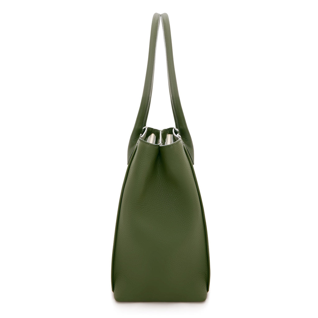 Cadeau d'Isabel green calfskin leather handbag and wallet set