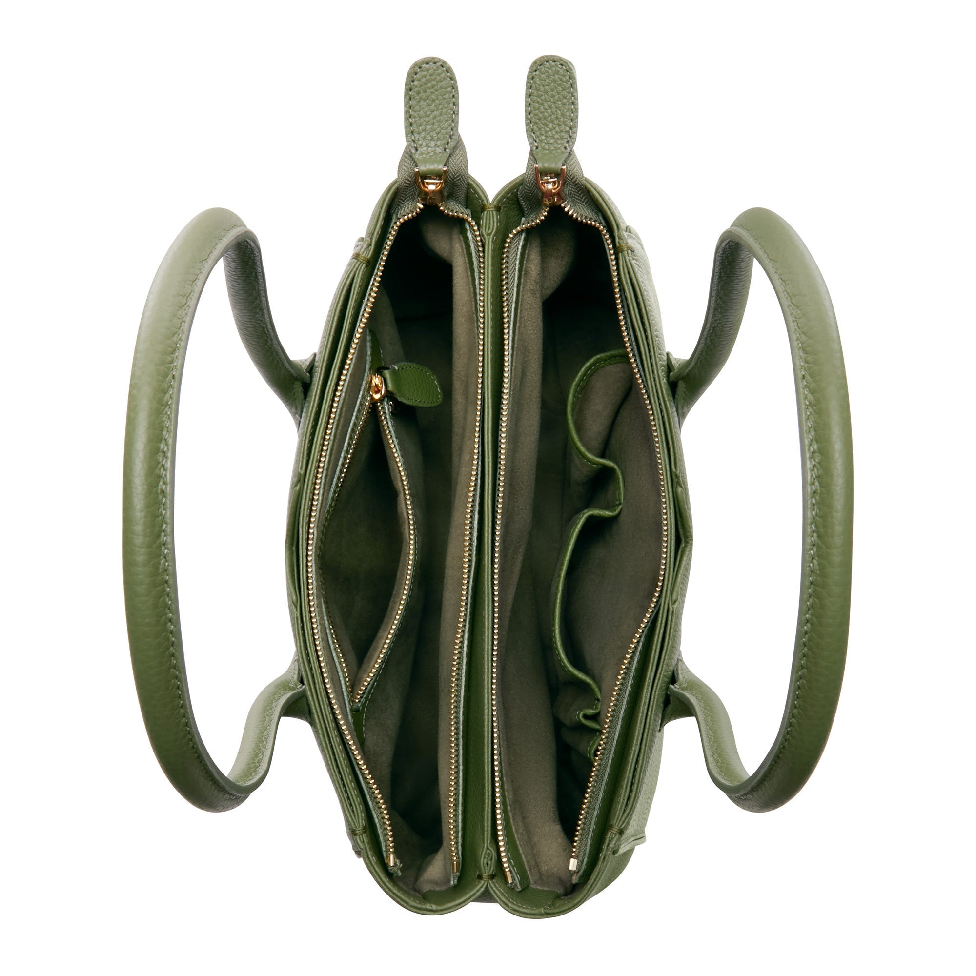 Cadeau d'Isabel green calfskin leather handbag and wallet set