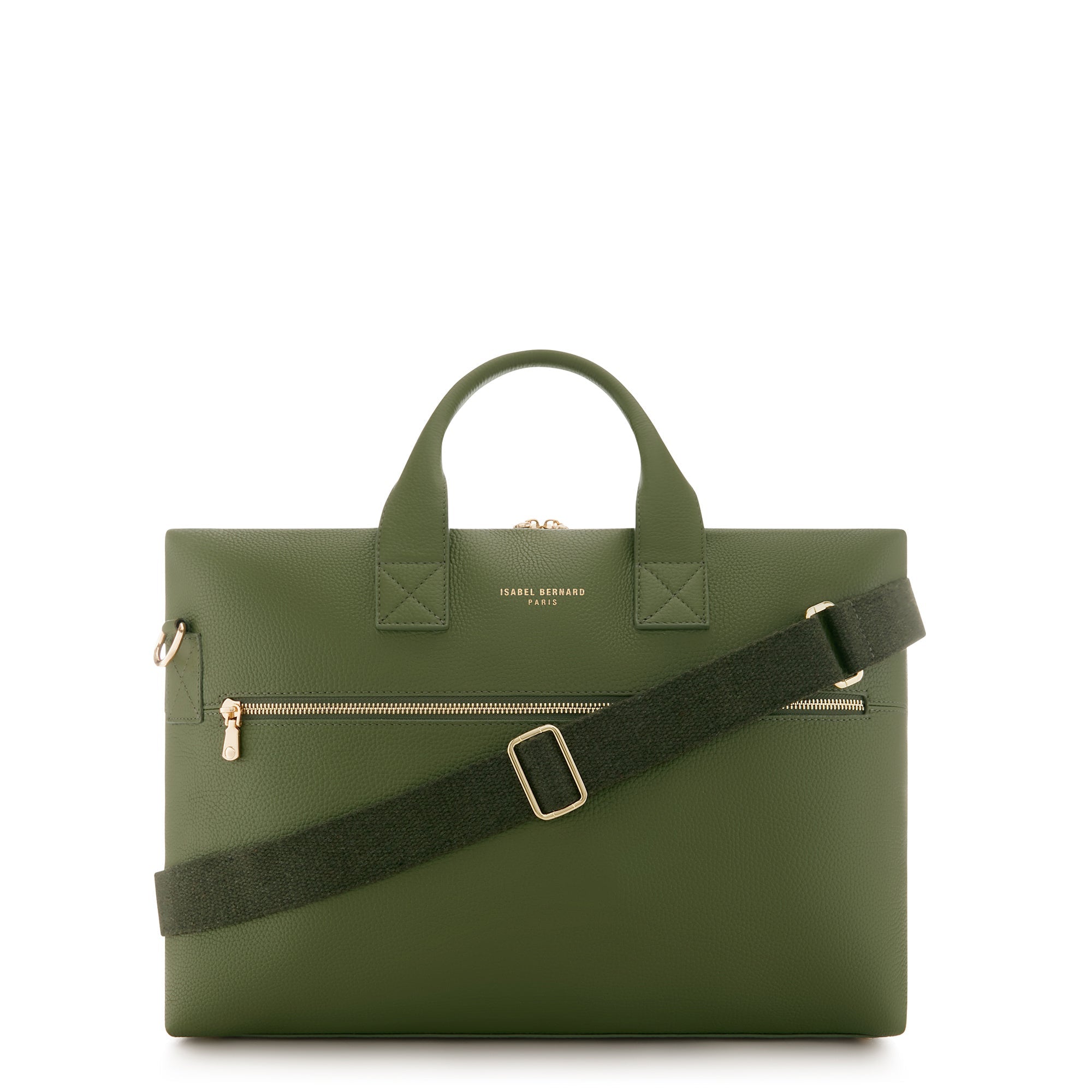 Honoré Anique green calfskin leather handbag with 16.4 inch laptop pocket