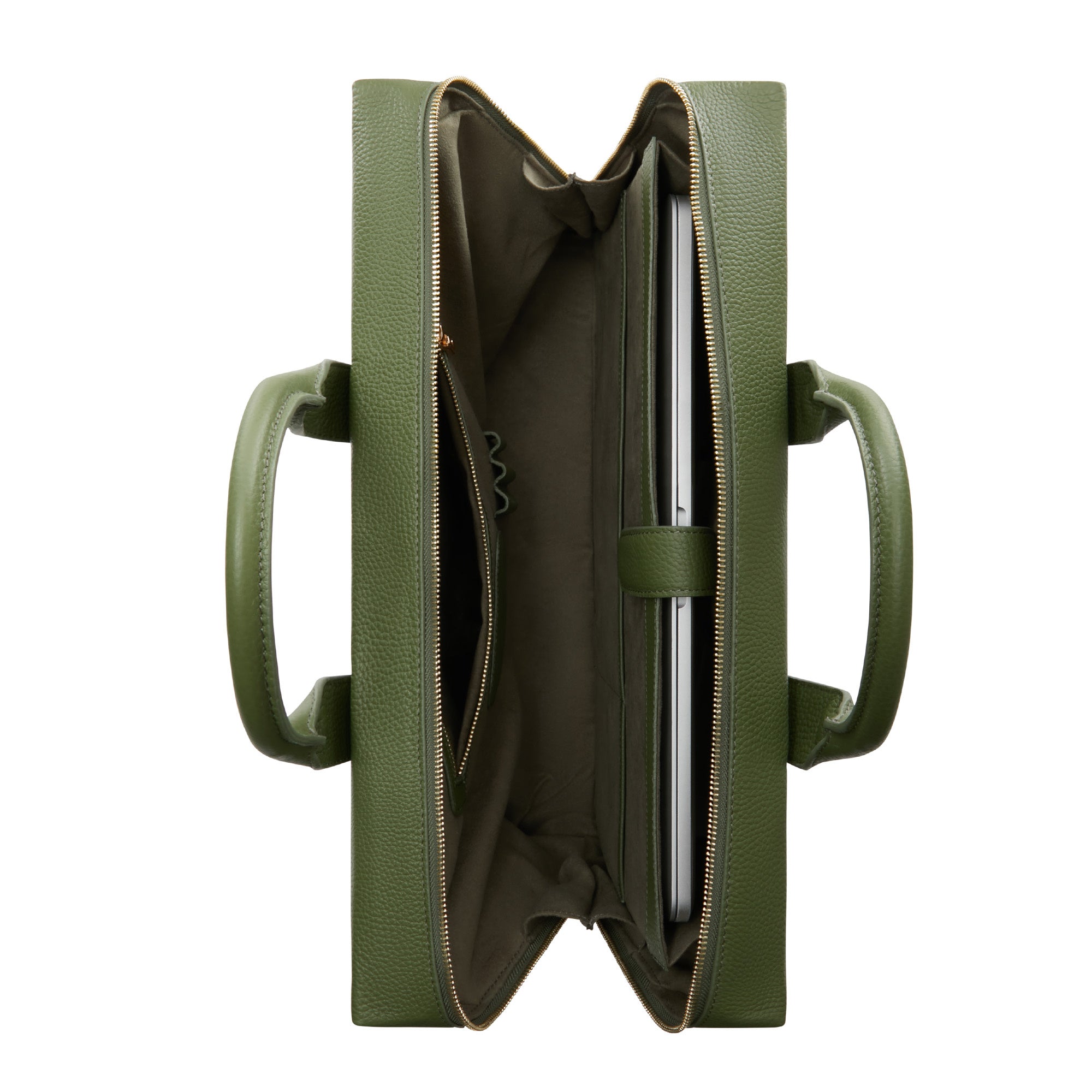 Cadeau d'Isabel green calfskin leather handbag and wallet set