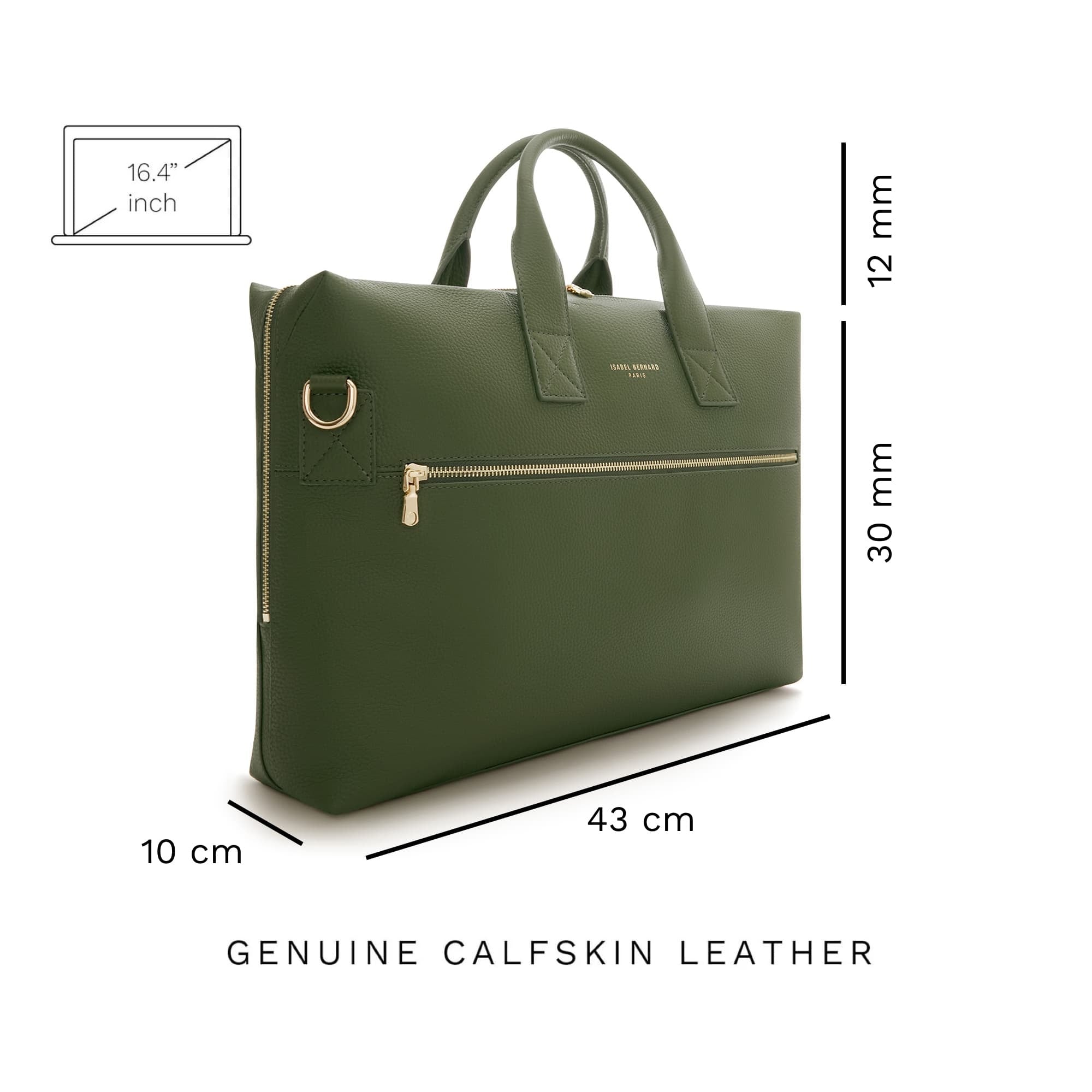 Cadeau d'Isabel green calfskin leather handbag and wallet set