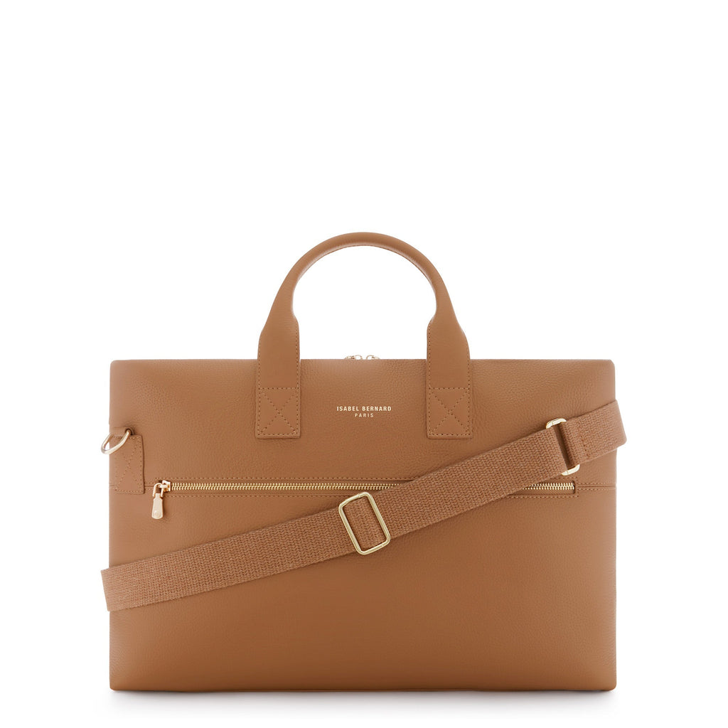 Cadeau d'Isabel camel calfskin leather handbag and wallet set