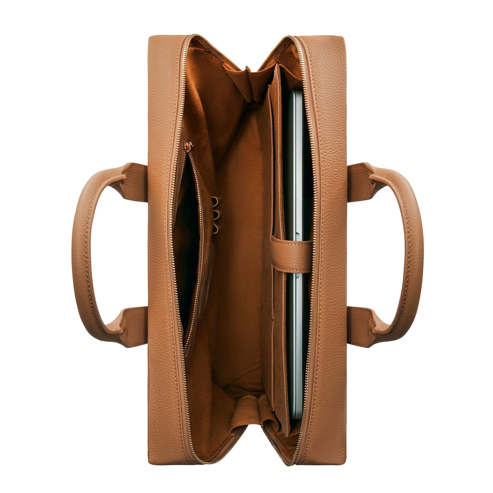 Cadeau d'Isabel camel calfskin leather handbag and wallet set
