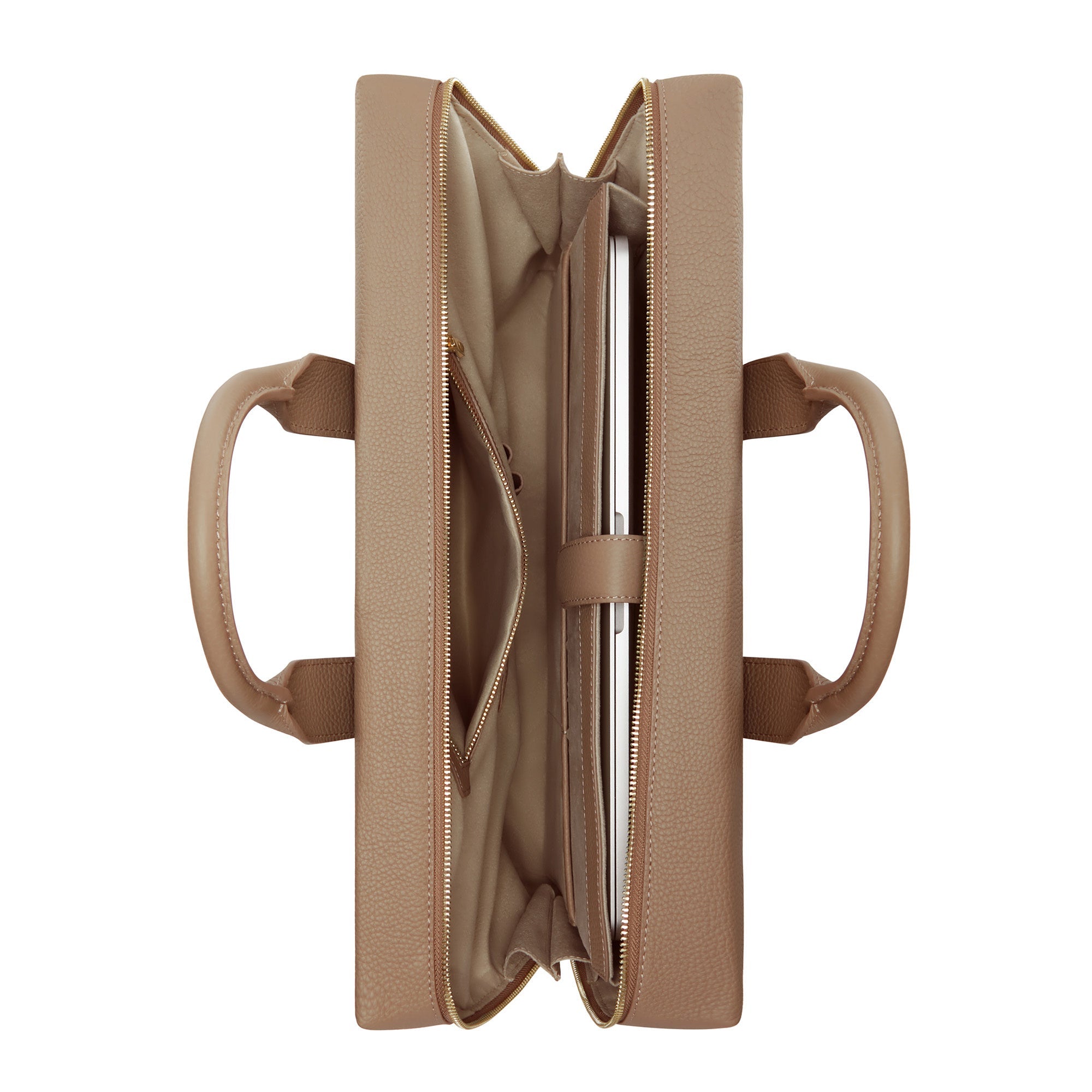 Cadeau d'Isabel taupe calfskin leather handbag and wallet set