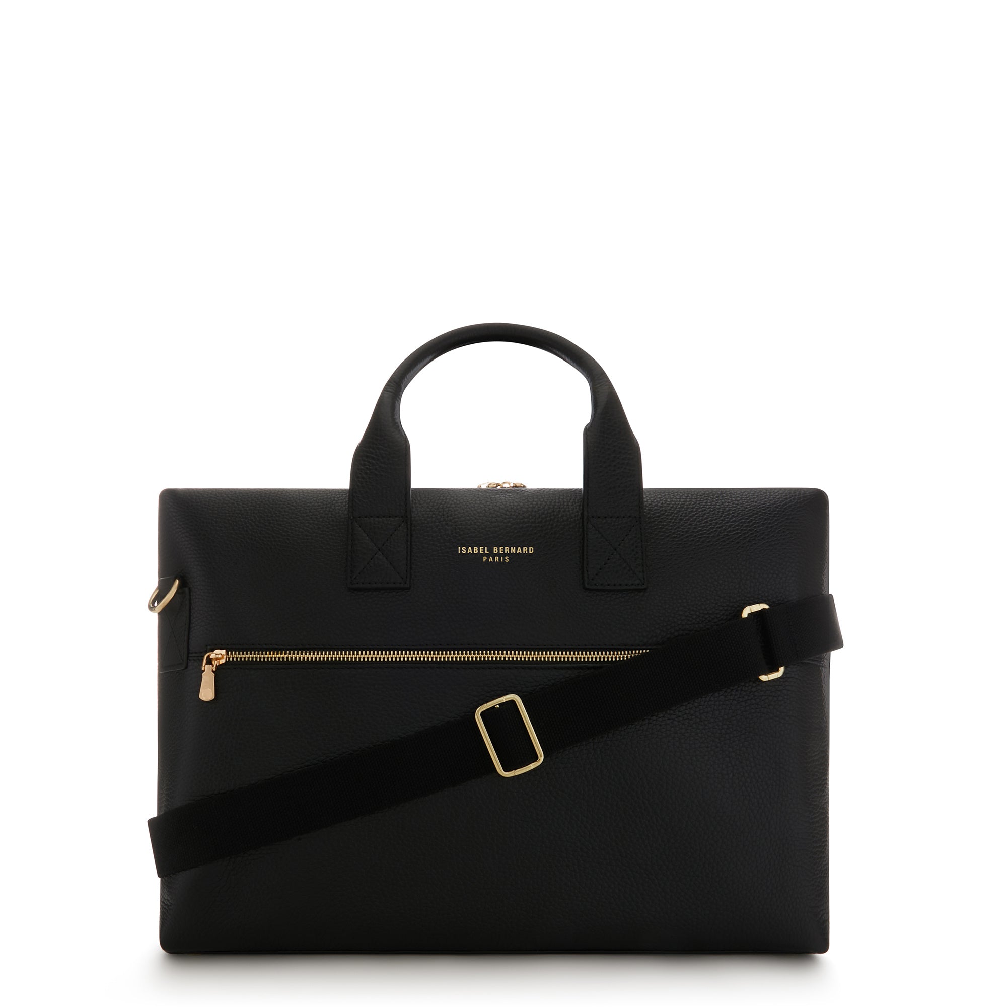 Honoré Anique black calfskin leather handbag with 16.4 inch laptop pocket
