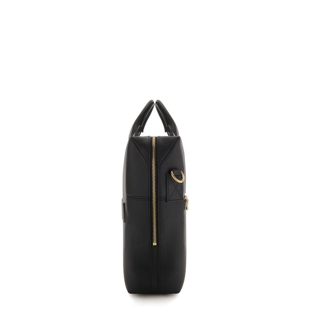 Honoré Anique black calfskin leather handbag with 16.4 inch laptop pocket