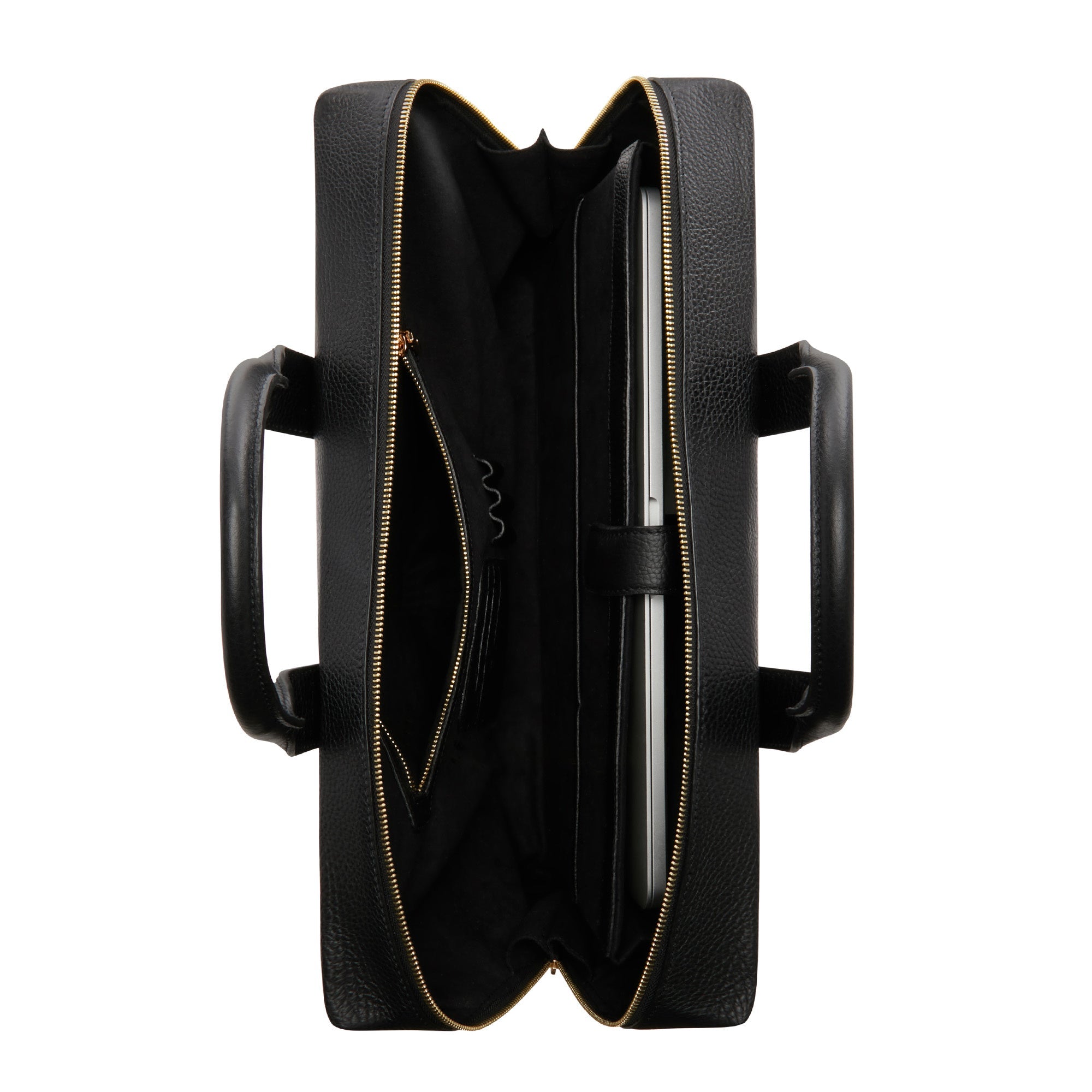 Honoré Anique black calfskin leather handbag with 16.4 inch laptop pocket