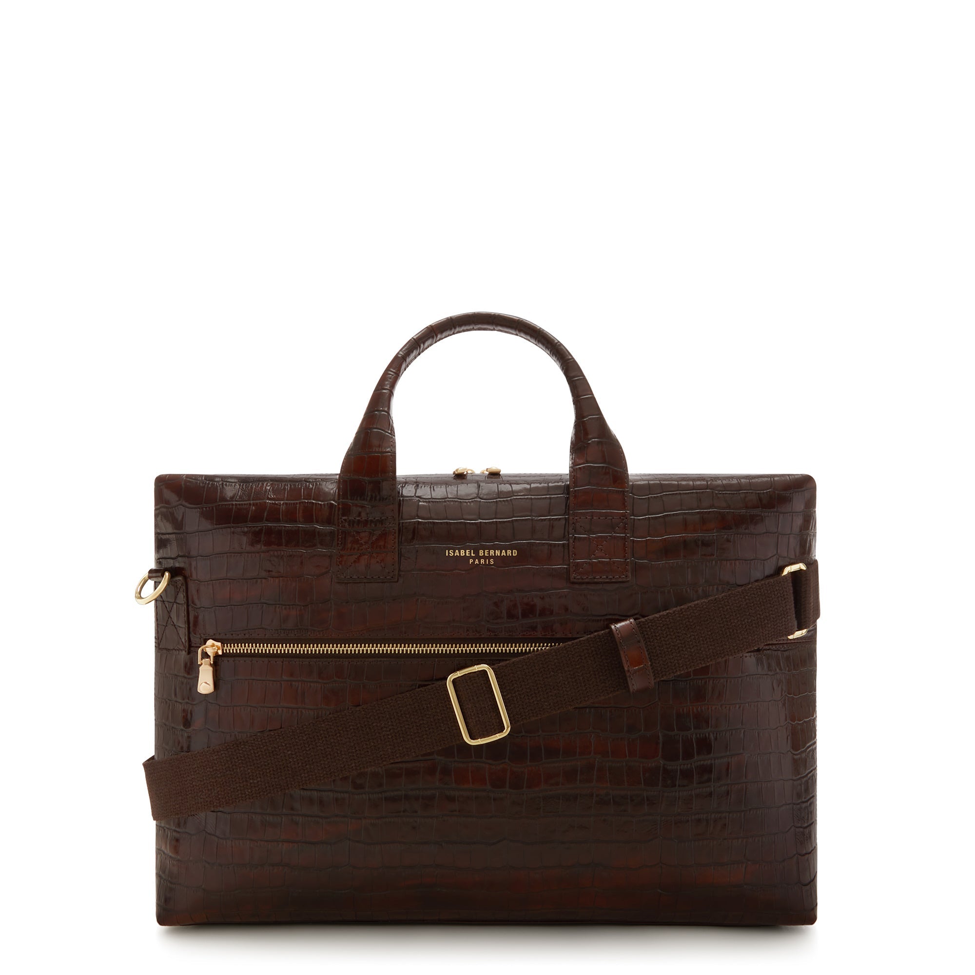 Honoré Anique croco brown leather handbag with 16.4 inch laptop pocket