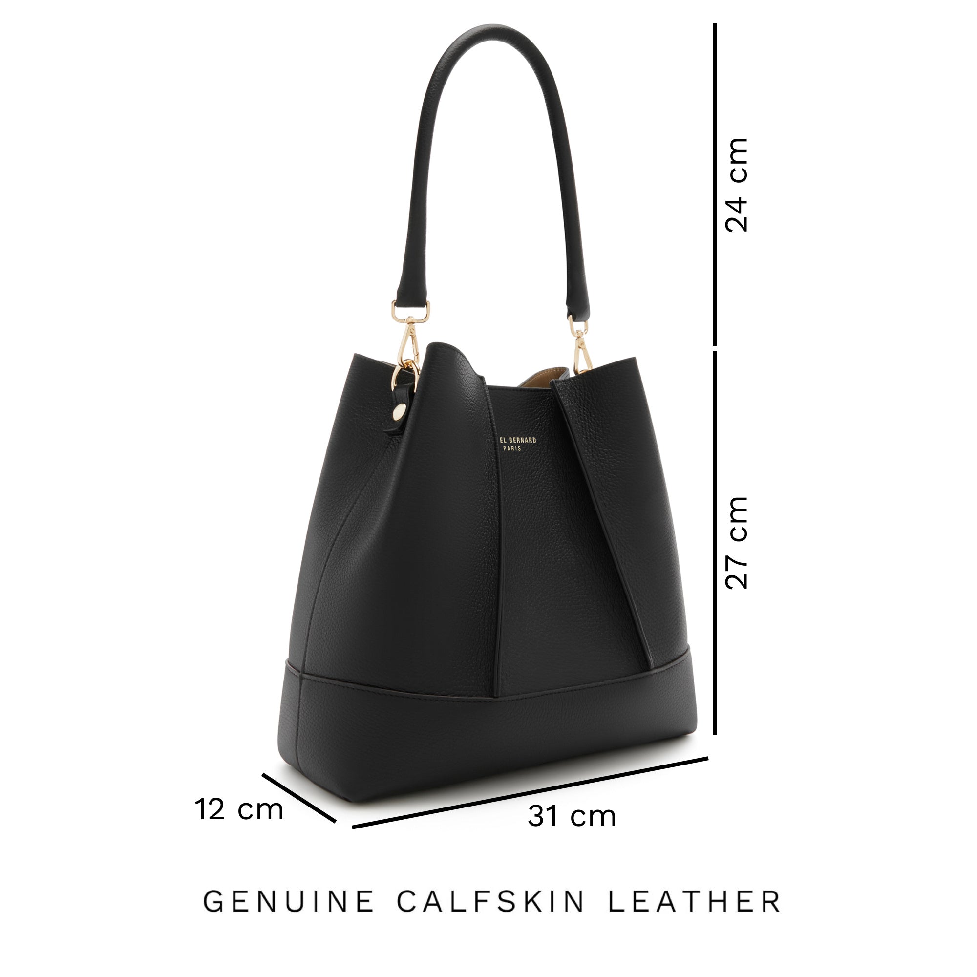 Femme Forte Macie black calfskin leather shoulder bag